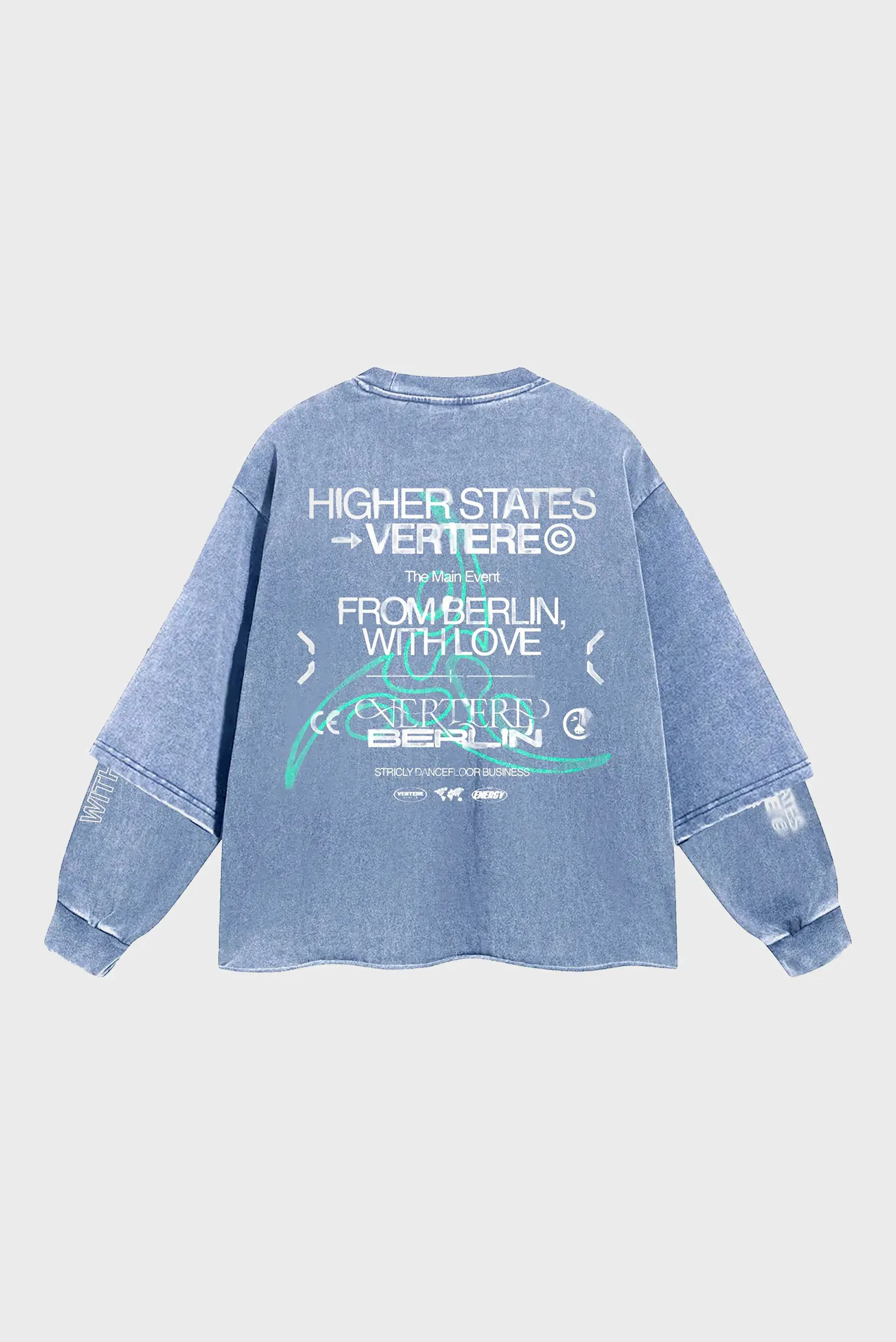 Голубой лонгслив HIGHER STATES (унисекс) 2