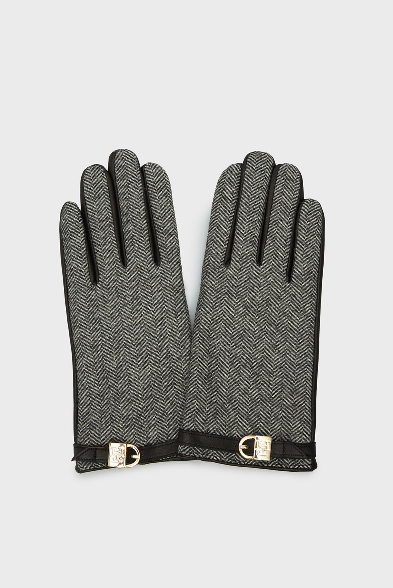Женские черные кожаные перчатки TH EVENING GLOVES HERRINGBONE 1