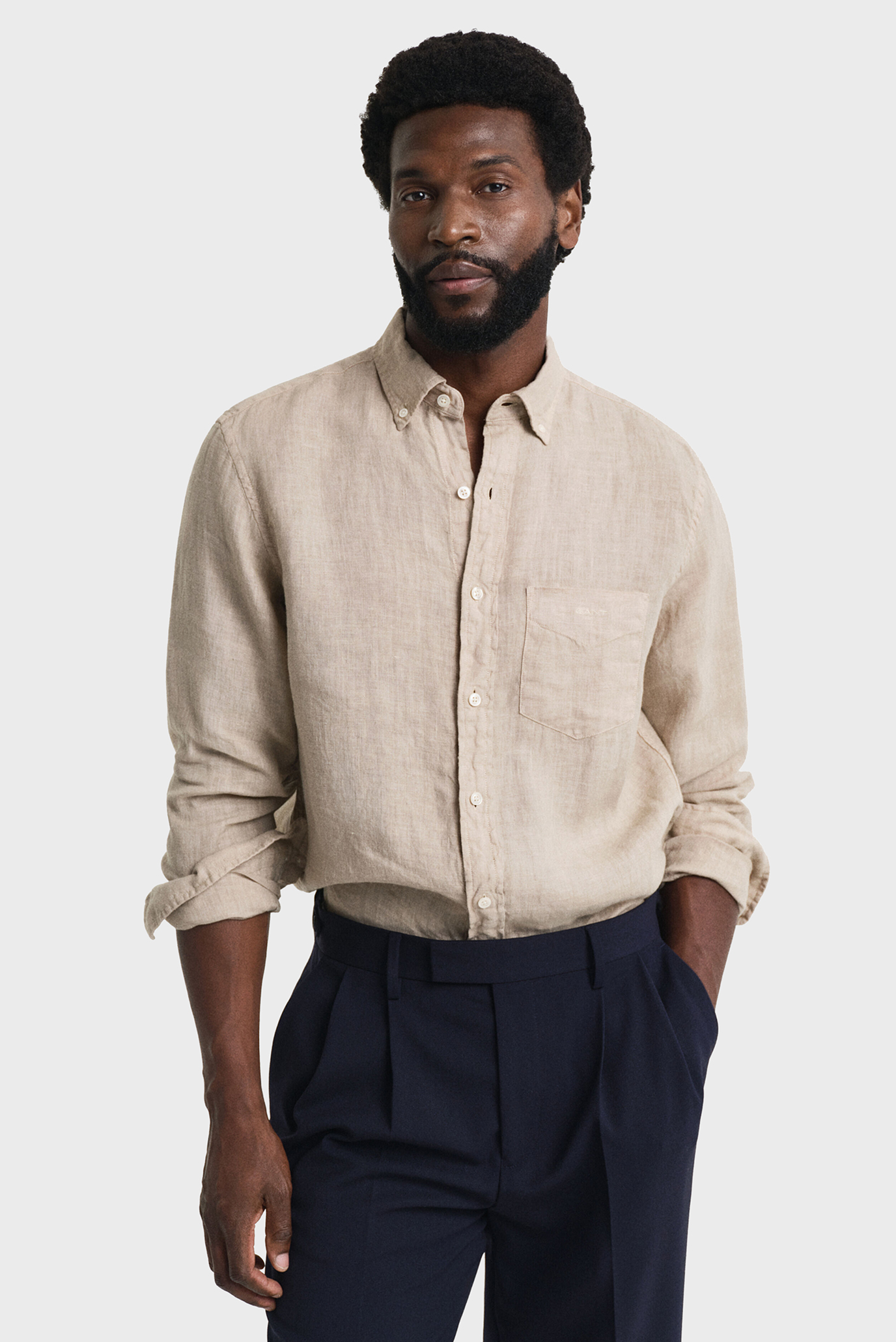 Мужская бежевая льняная рубашка REG GMNT DYED LINEN SHIRT Бежевый 3XL Gant 3240120