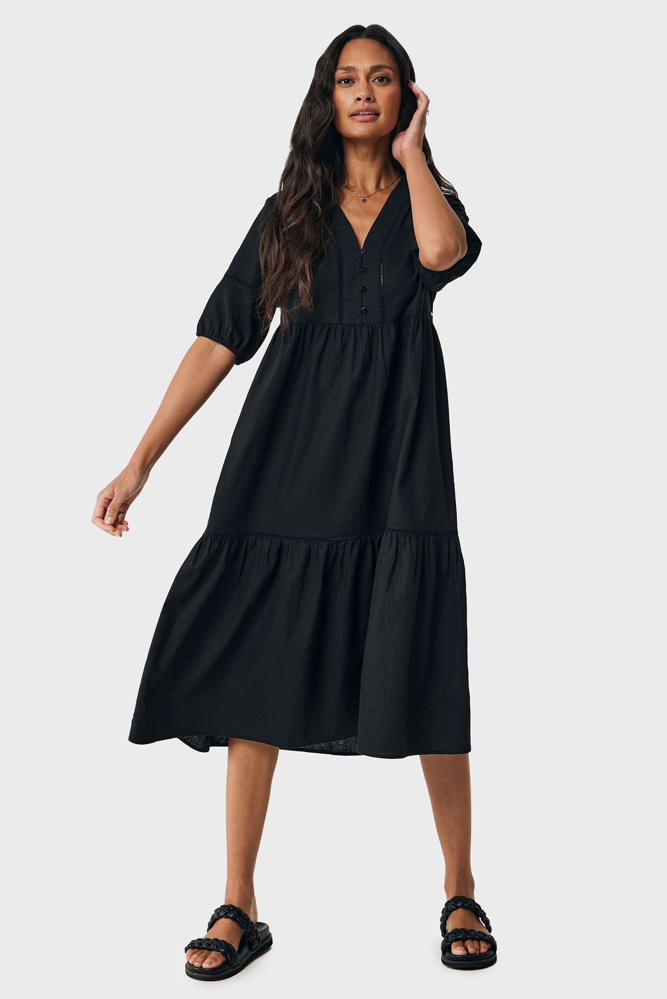 Жіноча чорна лляна сукня 1