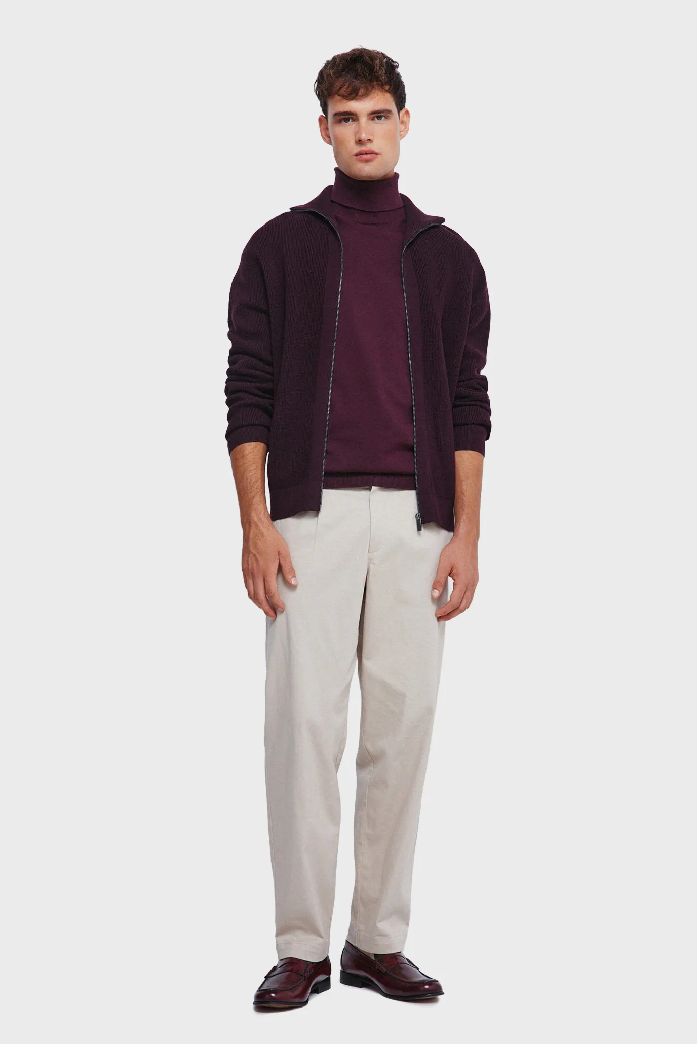 Чоловічий бордовий кардиган 4