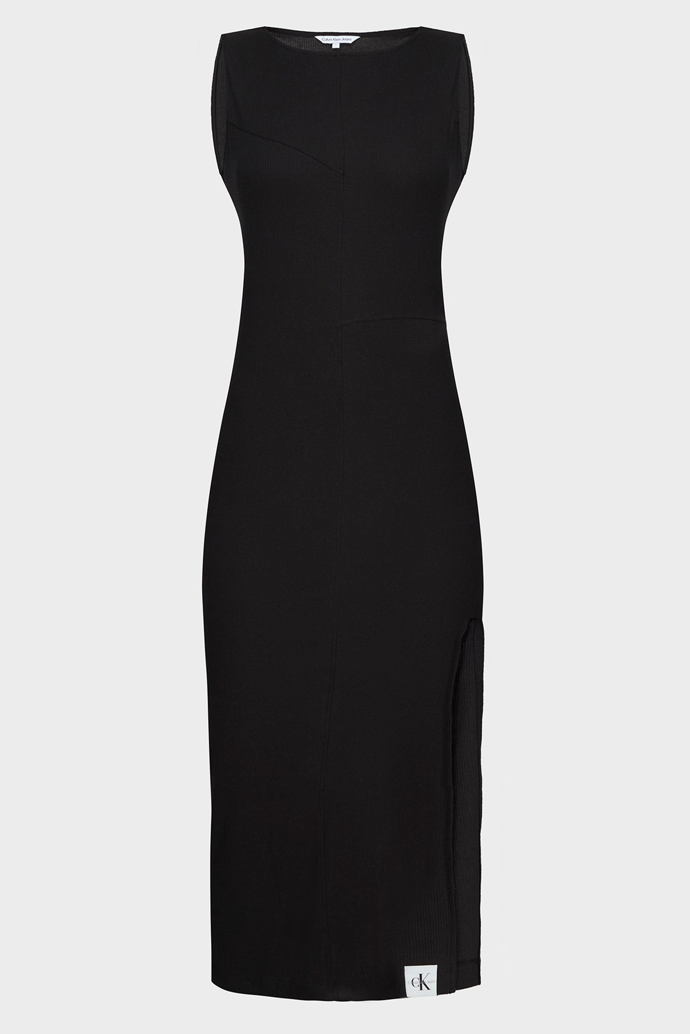 Женское черное платье SEAMING LONG RIB DRESS 1