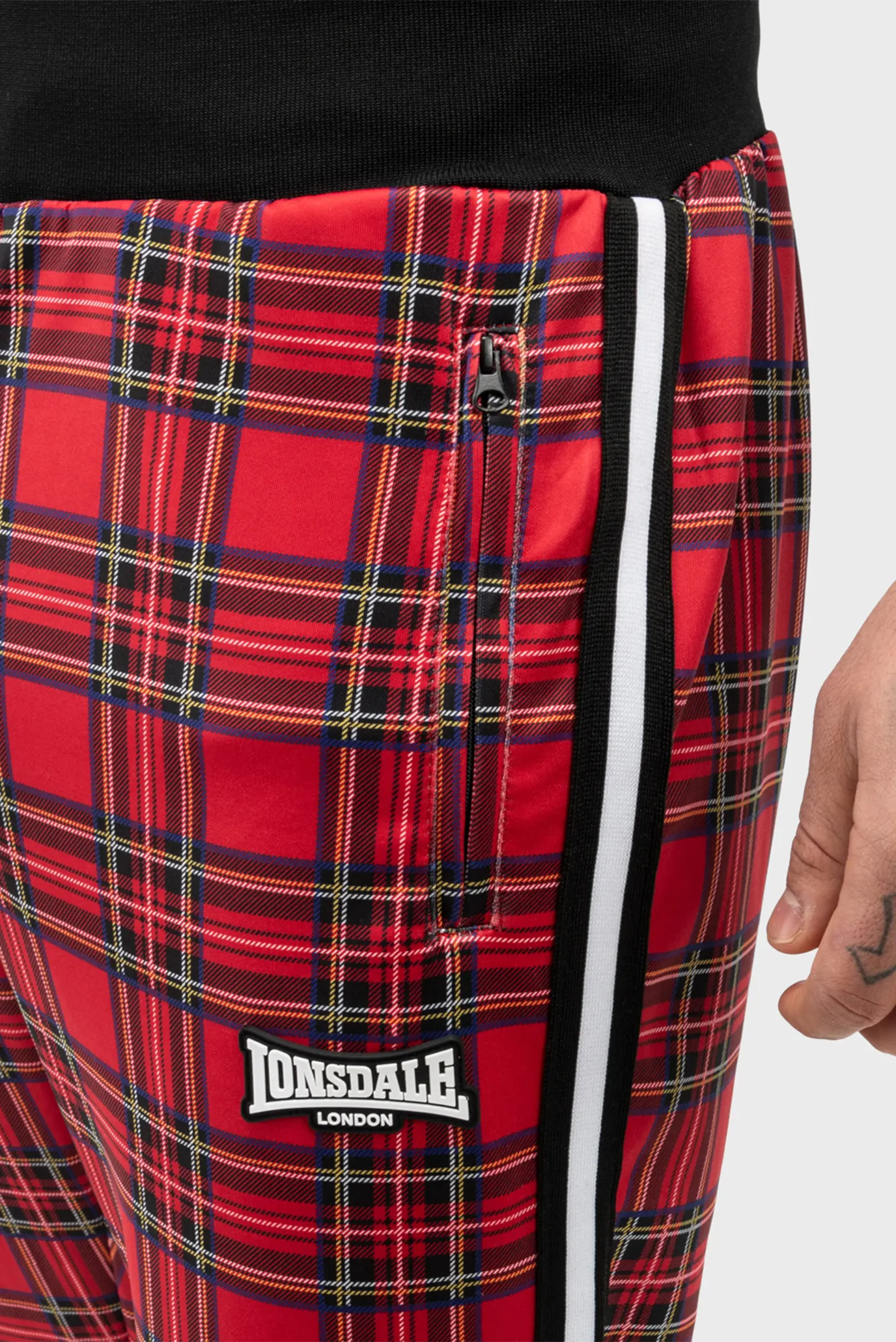 Чоловічий червоний картатий спортивний костюм (кофта, штани) 4