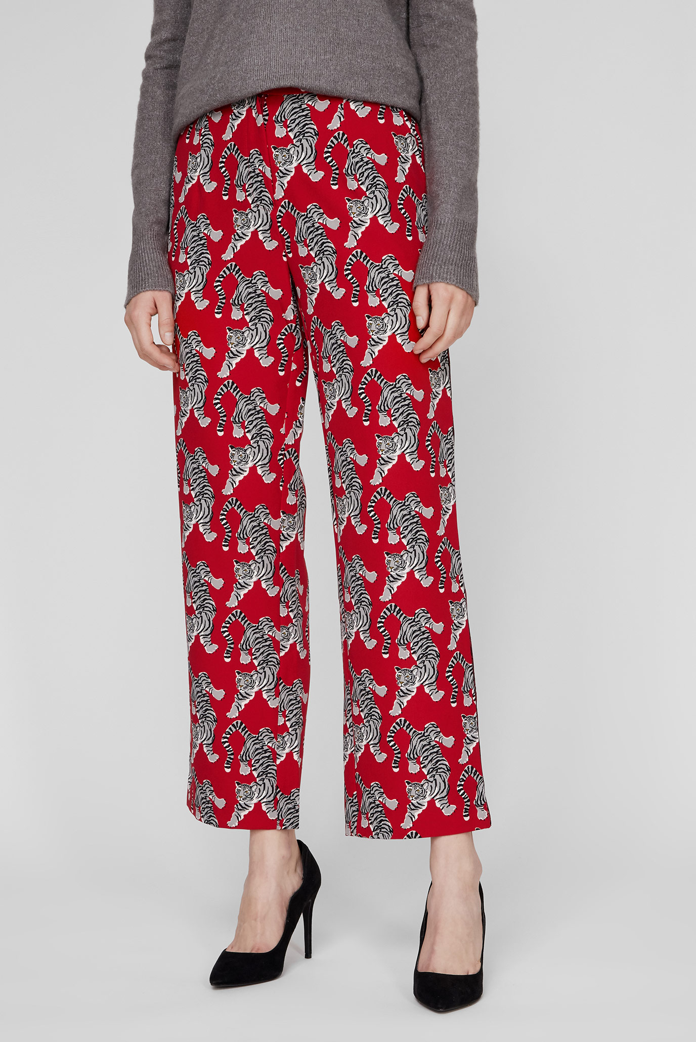 Жіночі червоні брюки з візерунком 1