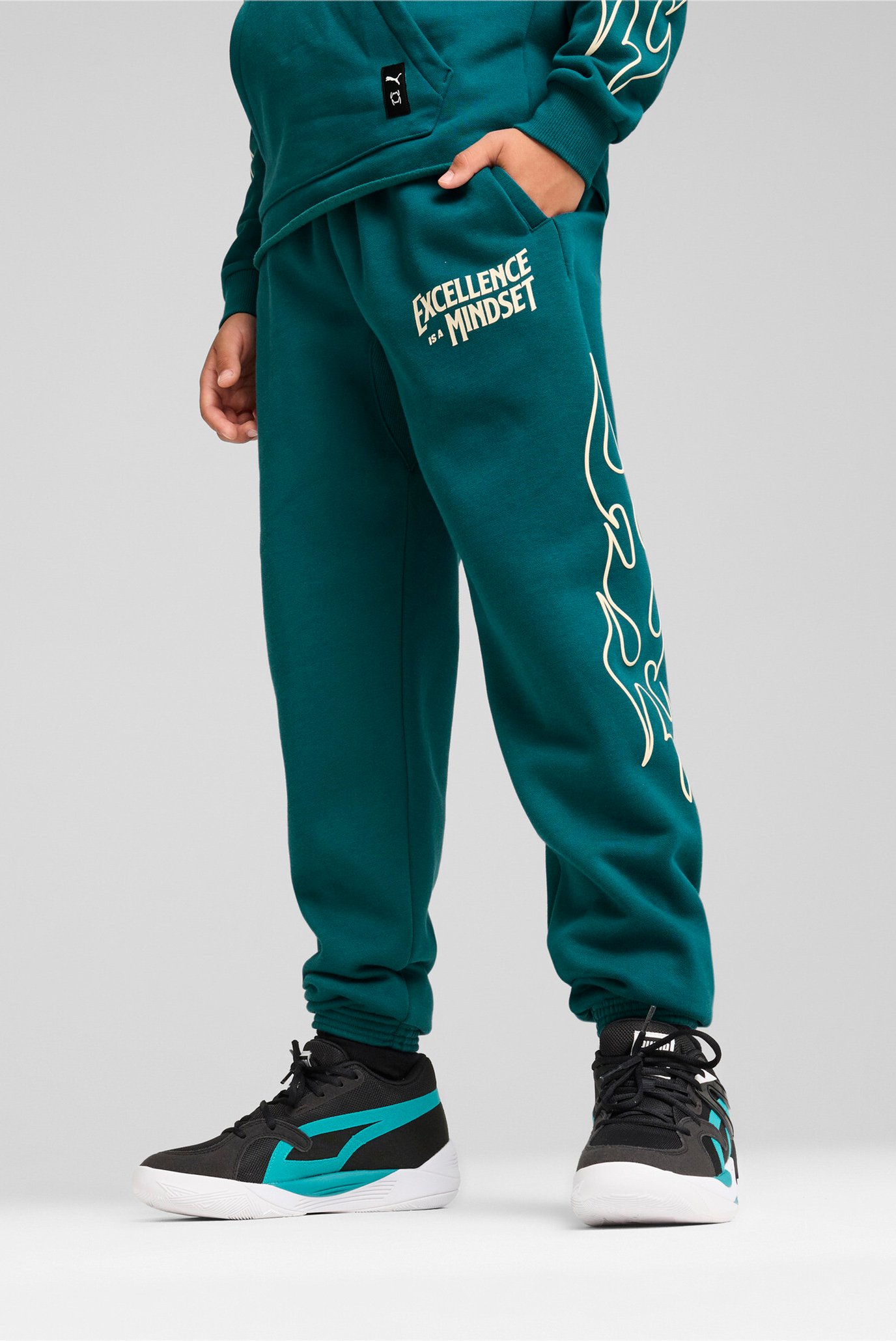 Детские зеленые спортивные брюки Basketball Caution Pants Youth 1