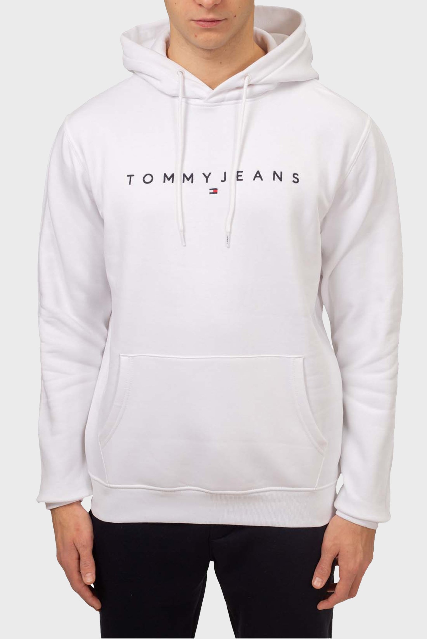 Чоловіче біле худі TJM REG LINEAR LOGO HOODIE EXT 1