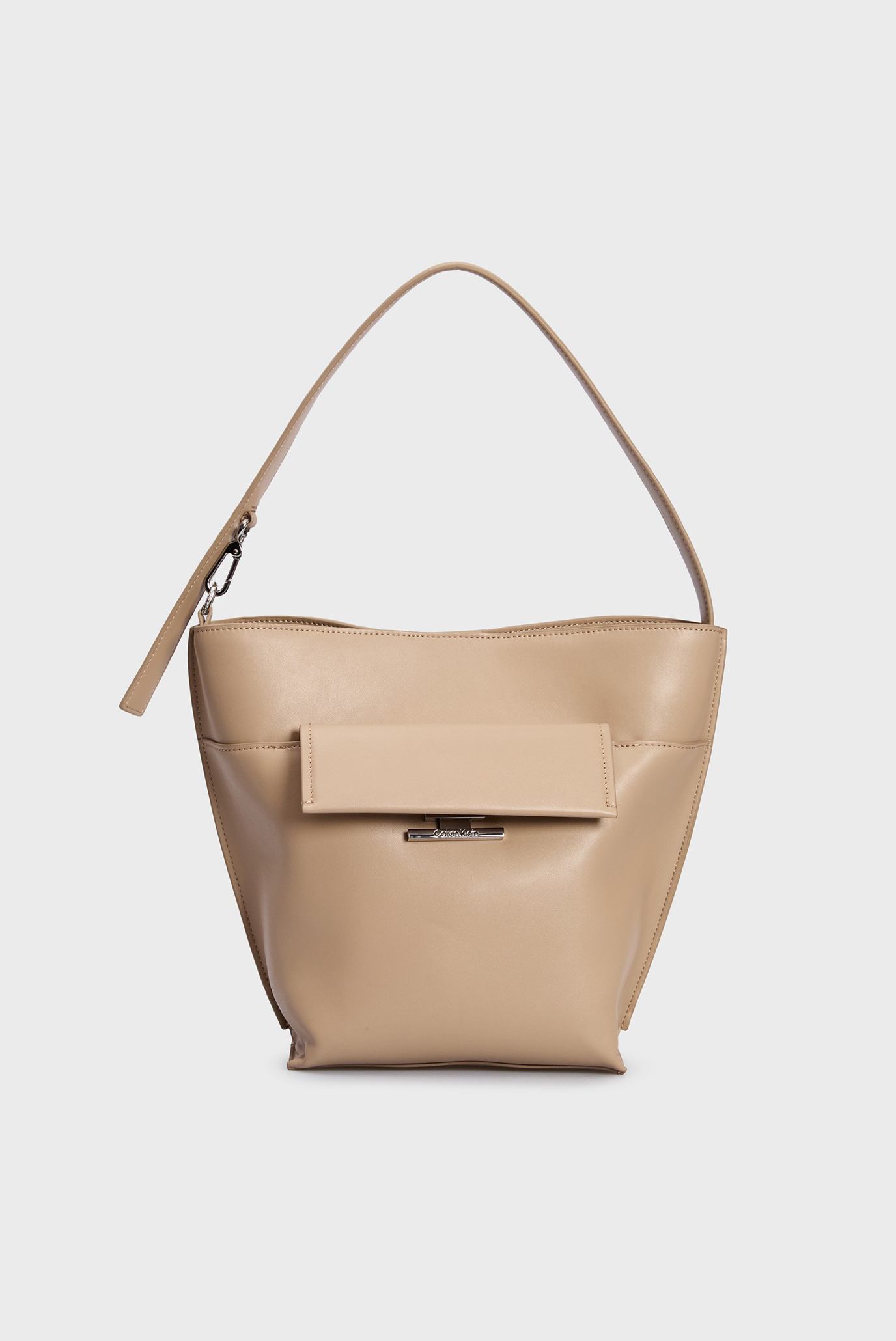 Женская бежевая сумка CK LINEAR MEDIUM BUCKET BAG 1