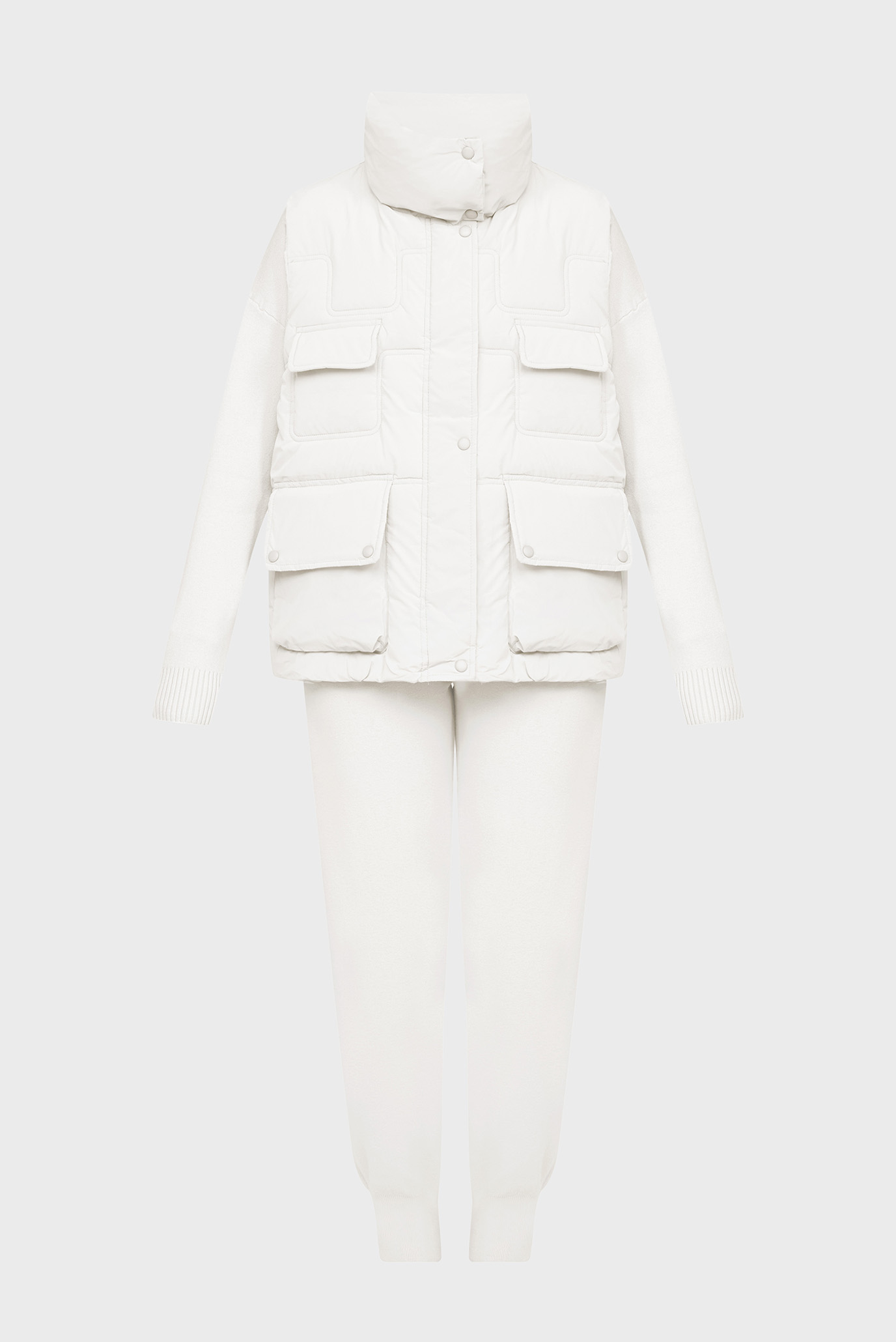 Жіночий білий комплект одягу (жилет, светр, штани) 1