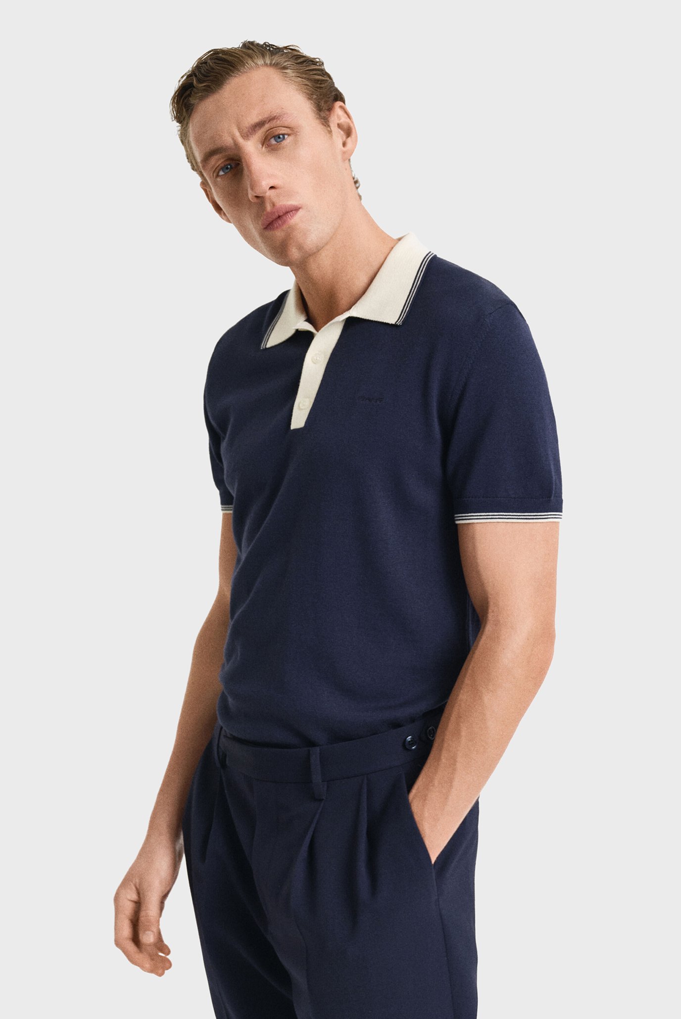 Мужское темно-синее поло MODAL BLEND Синий XXL Gant 8030237 Мужское темно-синее поло MODAL BLEND Синий XXL Gant 8030237