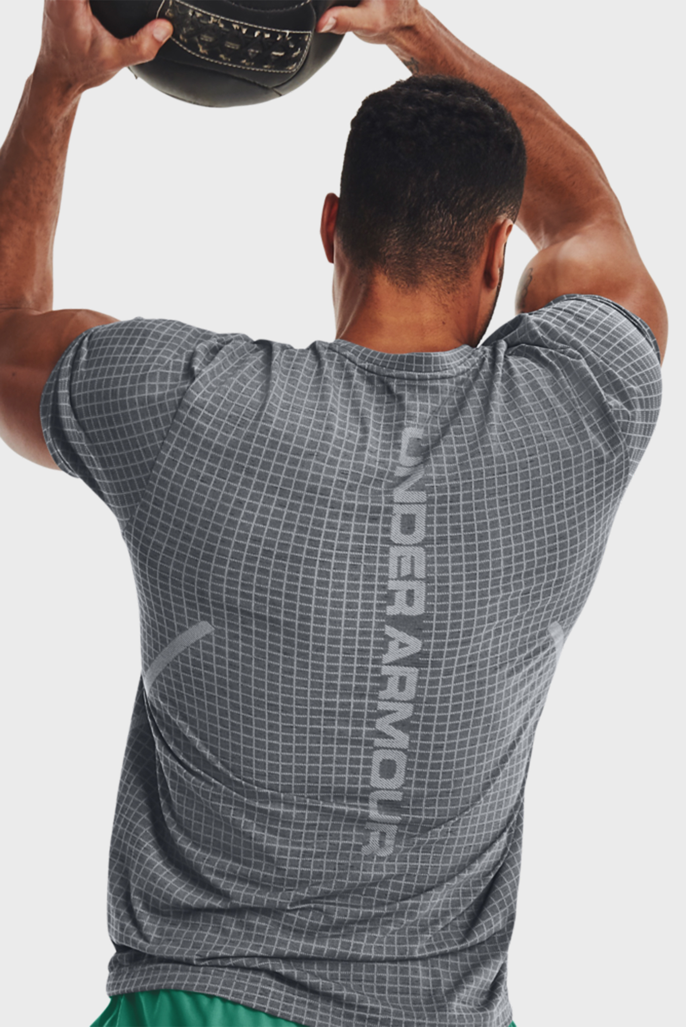Мужская серая футболка в клетку UA Seamless Grid SS Under Armour ...