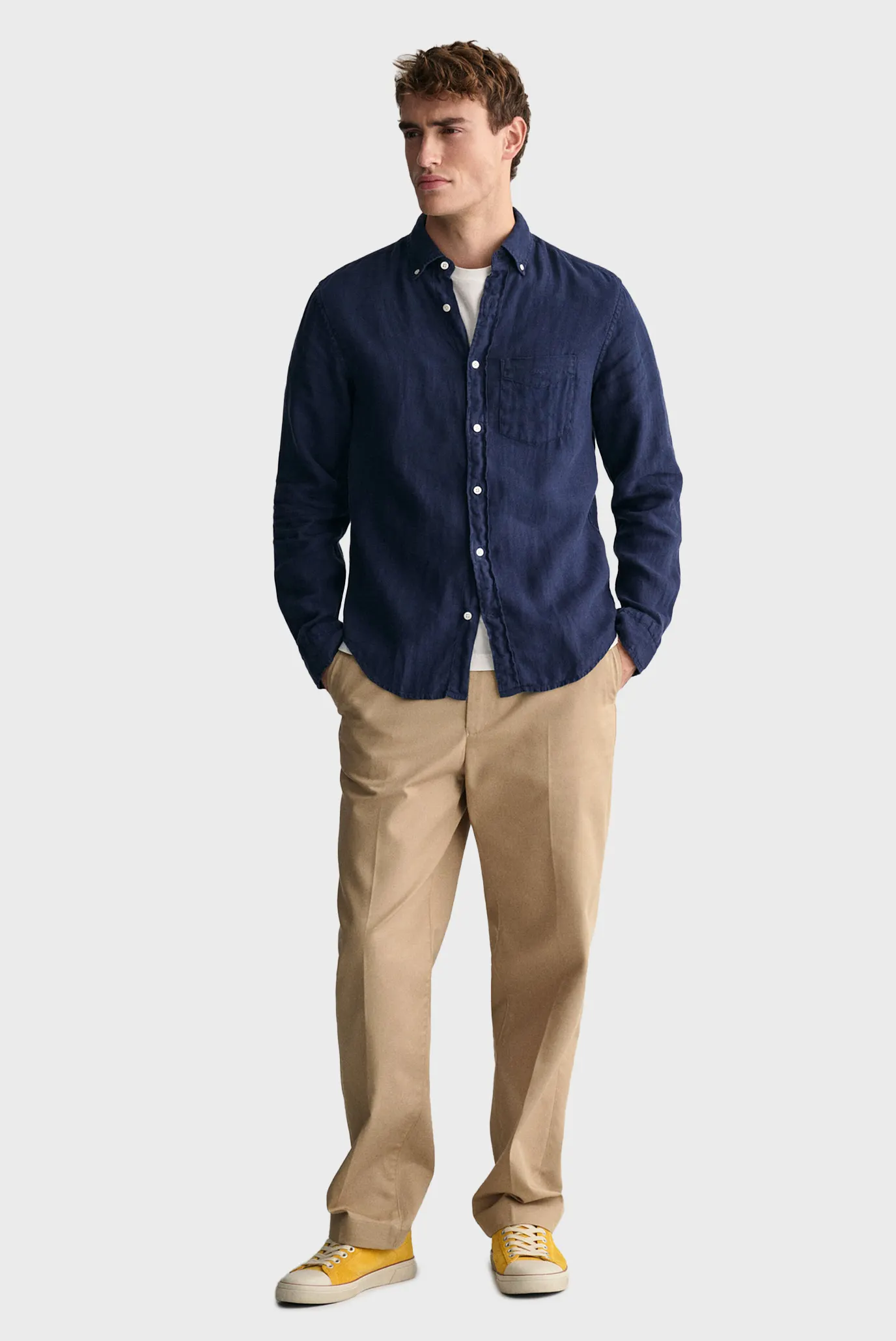 Мужская темно-синяя льняная рубашка REG GMNT DYED LINEN 2