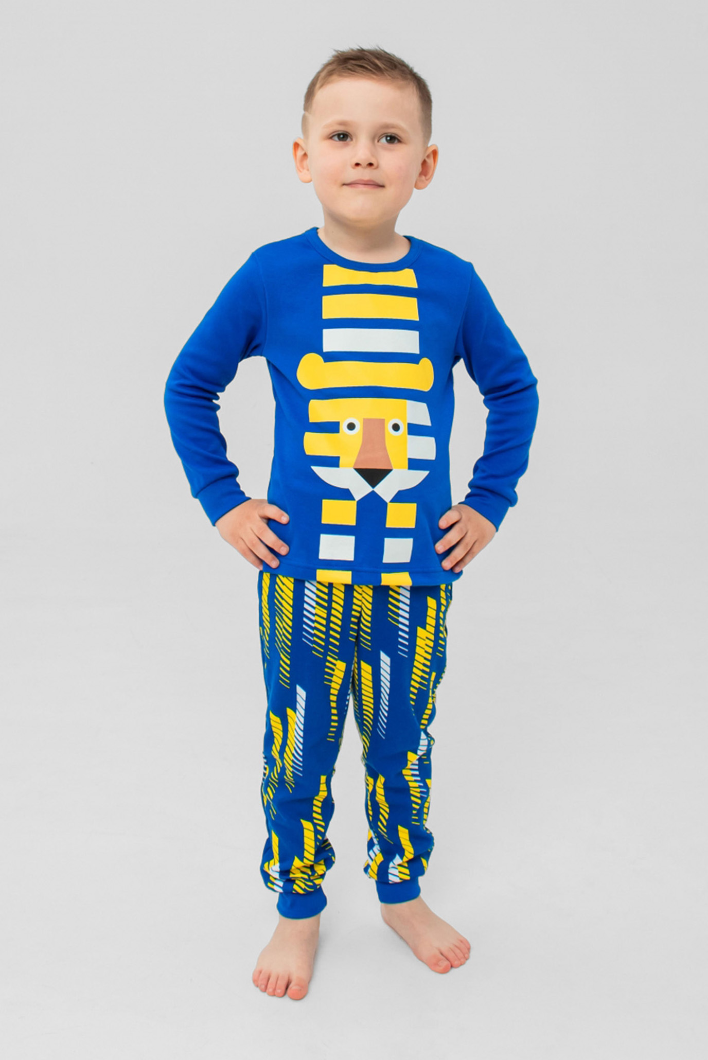 Детская синяя пижама (лонгслив, брюки) 1