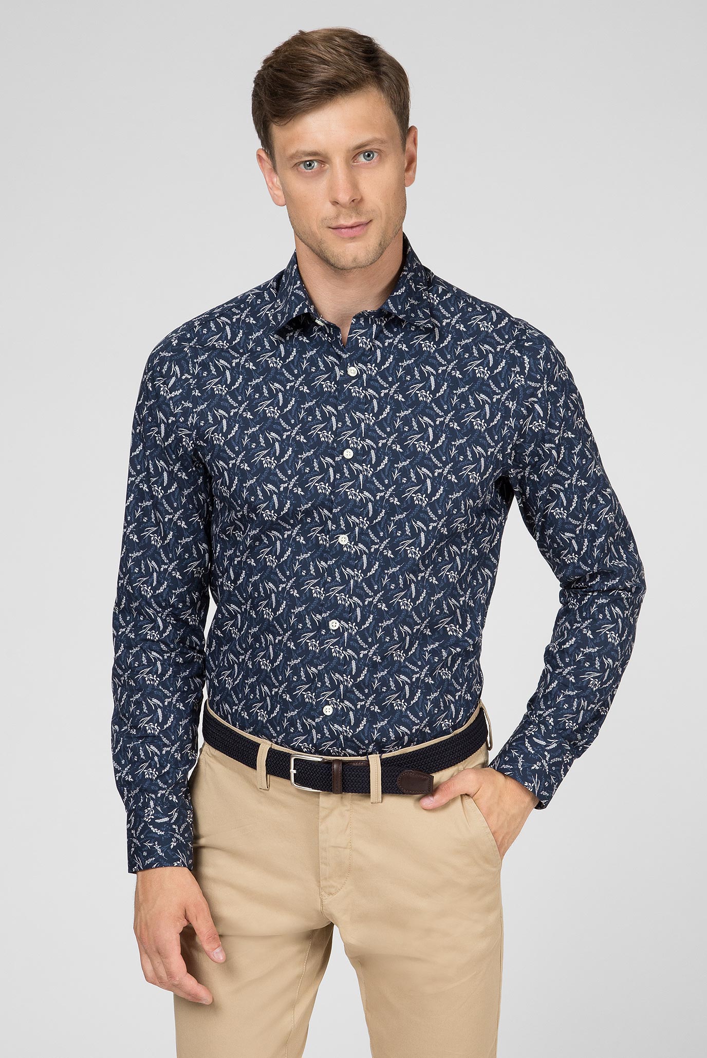 Мужская темно-синяя рубашка HARVEST PRINT SLIM POINT Синий S Gant 3053616