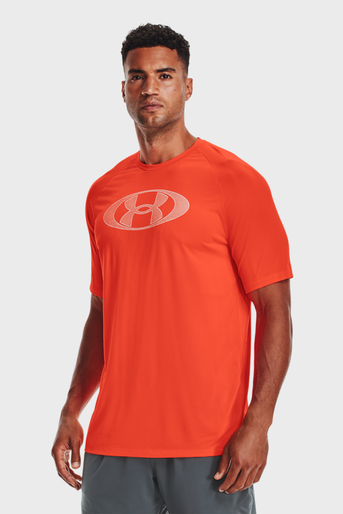 Мужская оранжевая футболка UA TECH 2.0 LOCKERTAG SS 1