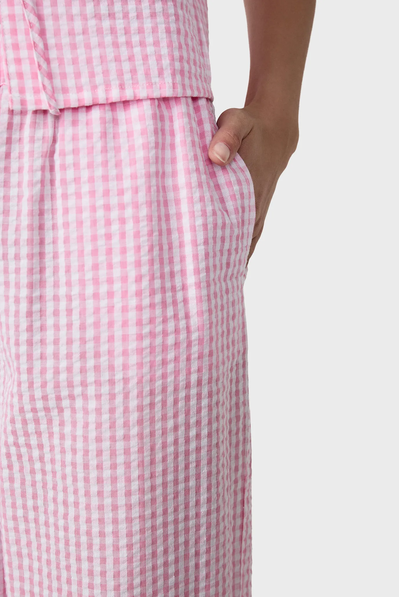 Женские розовые брюки в клетку CORALY 5