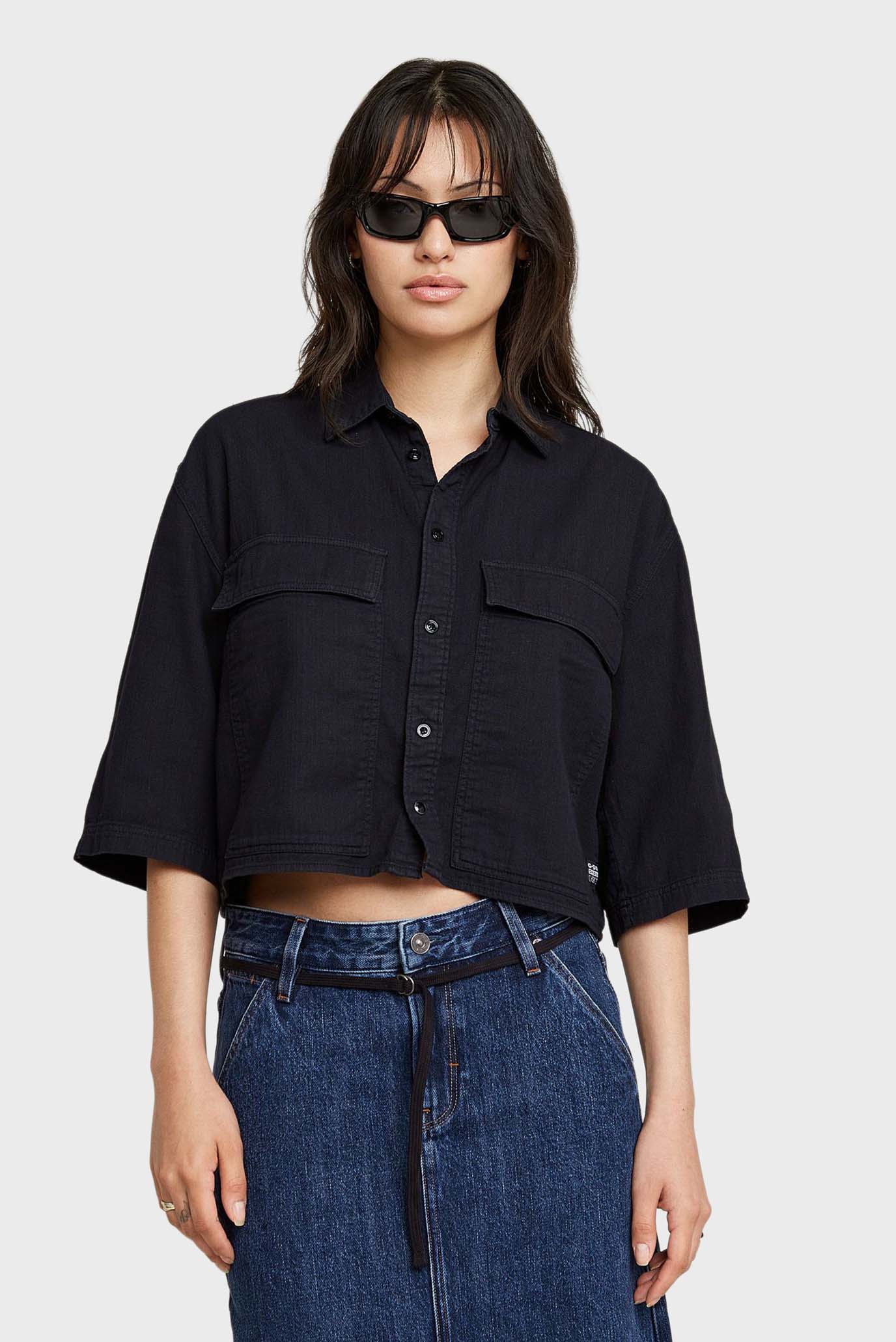Женская черная рубашка Boxy Черный S G-Star RAW D26018,D454 Женская черная рубашка Boxy Черный S G-Star RAW D26018,D454