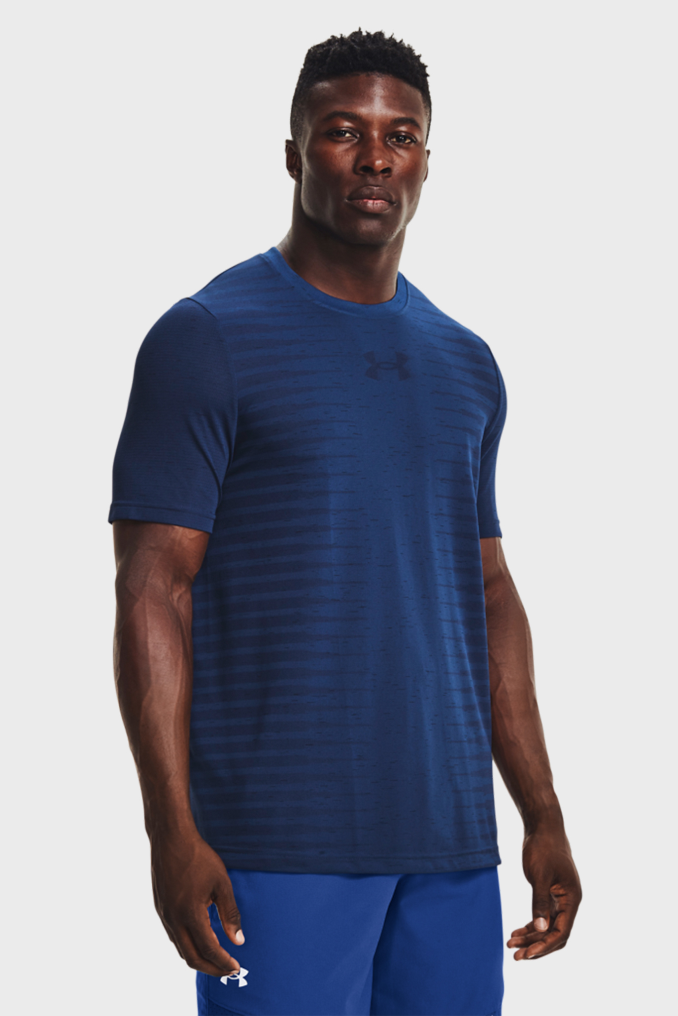 Чоловіча синя футболка UA Seamless Wordmark SS 1