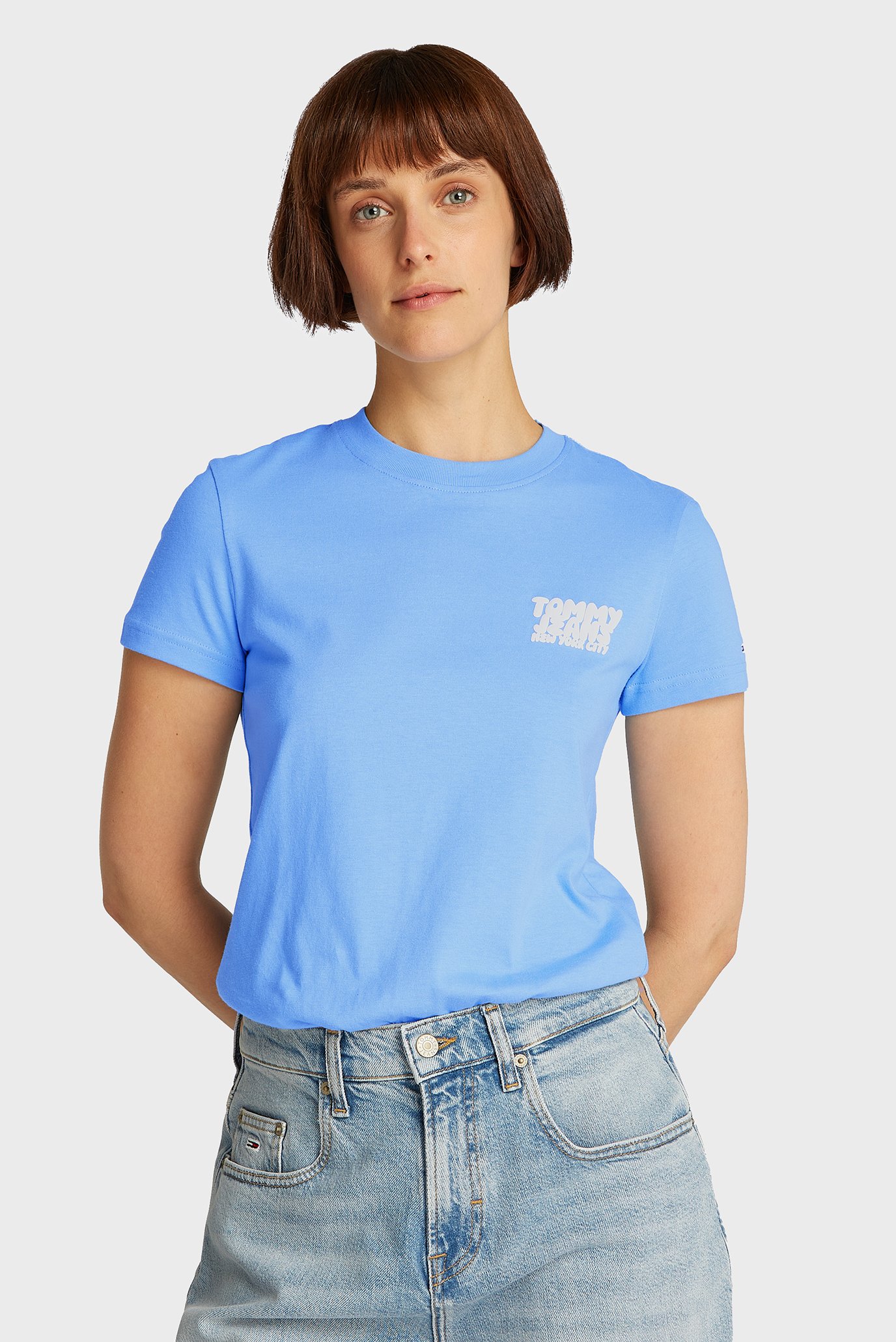 Женская голубая футболка TJW REG TJ BUBBLE Голубой XS Tommy Jeans DW0DW21338 Женская голубая футболка TJW REG TJ BUBBLE Голубой XS Tommy Jeans DW0DW21338