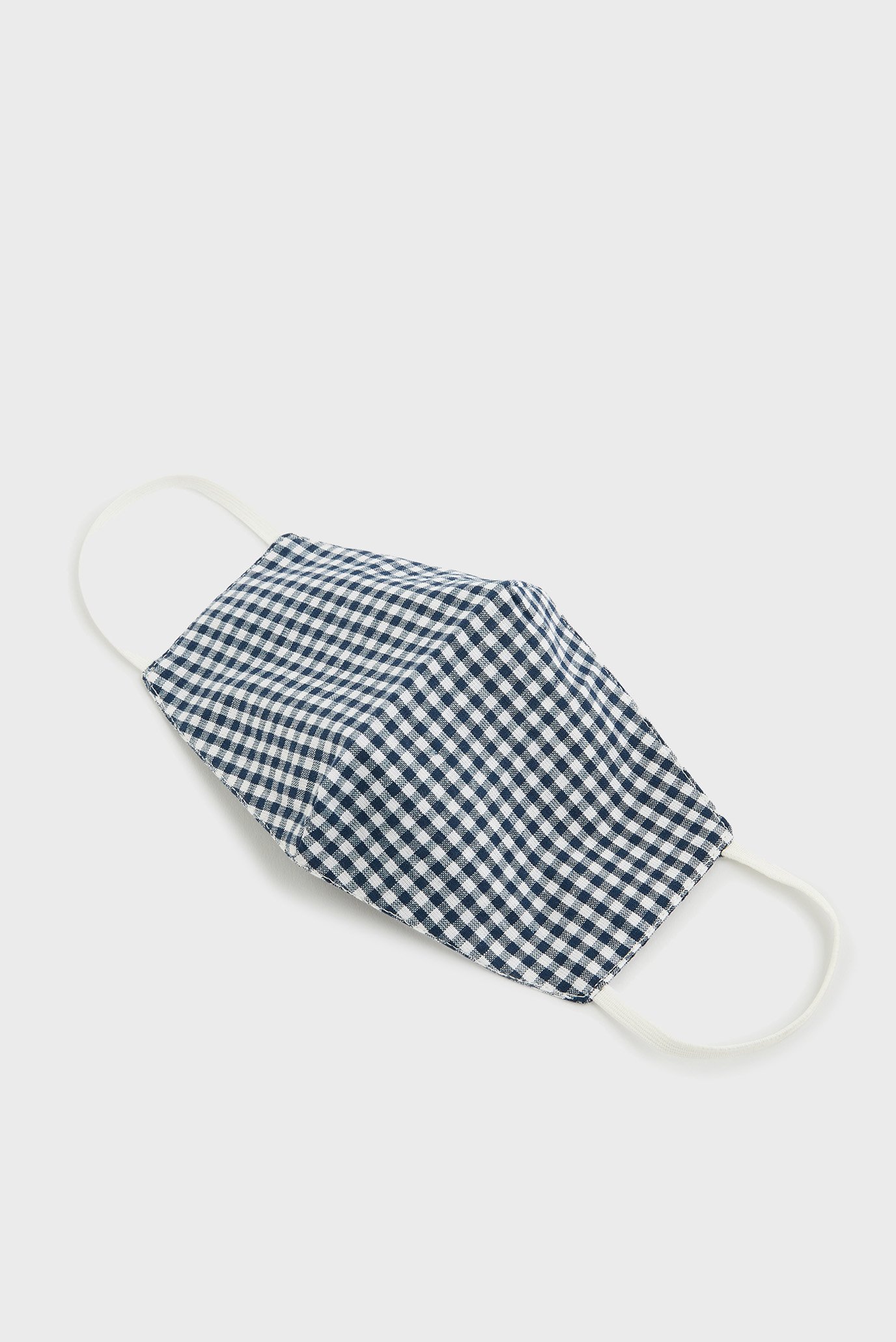 Женская синяя защитная маска Gingham Cotton Face 1