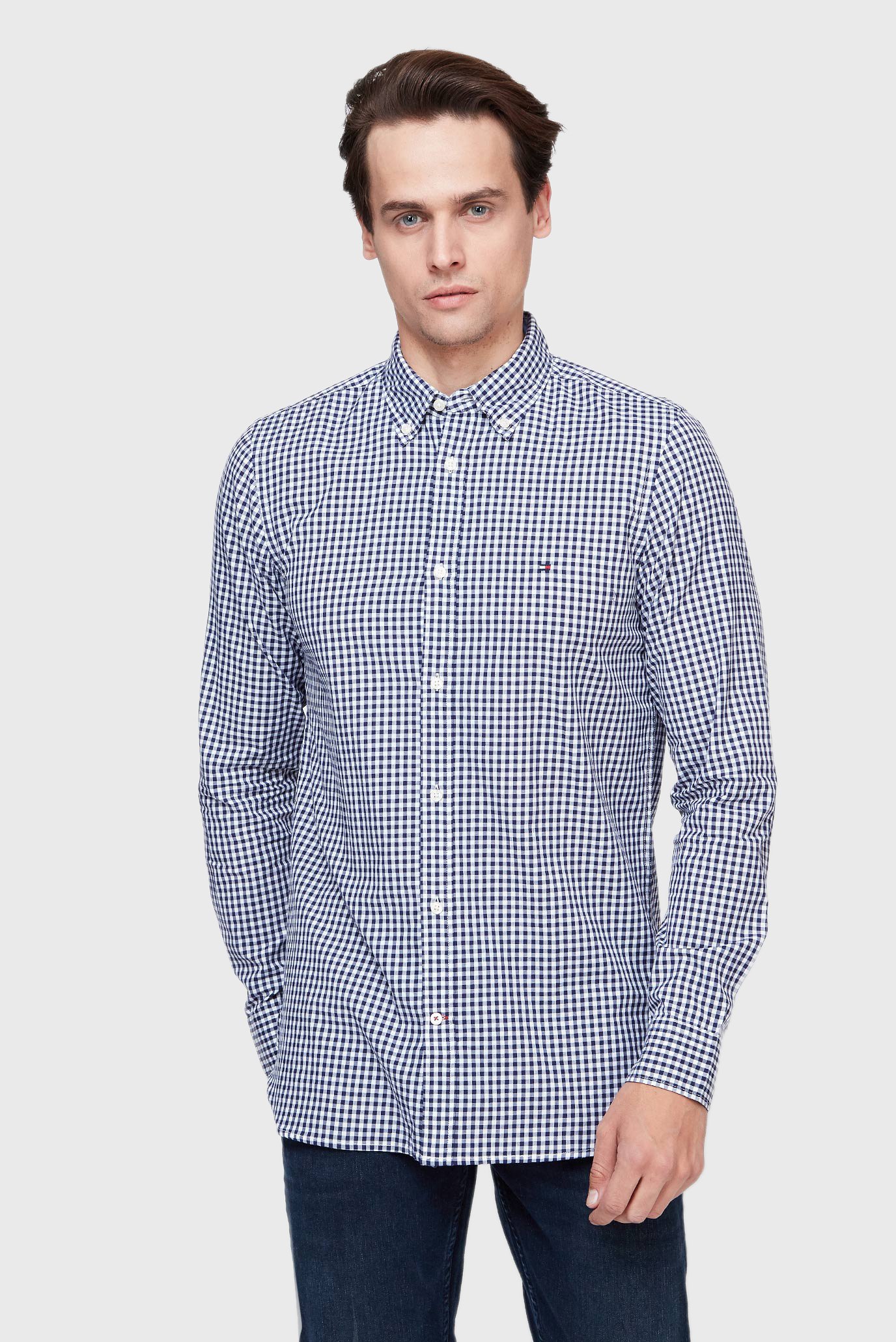 Мужская рубашка в клетку SLIM NATURAL SOFT GINGHAM 1