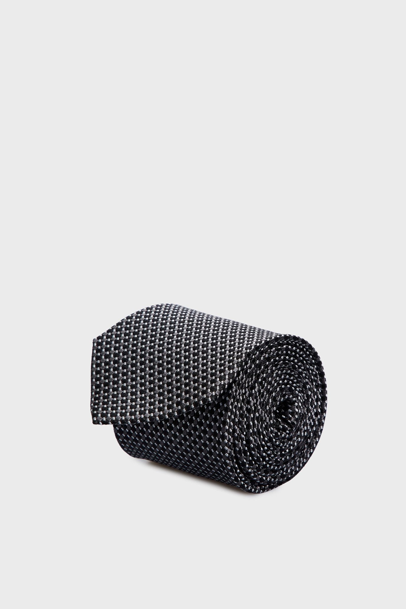 Чоловіча темно-сіра шовкова краватка з візерунком 1