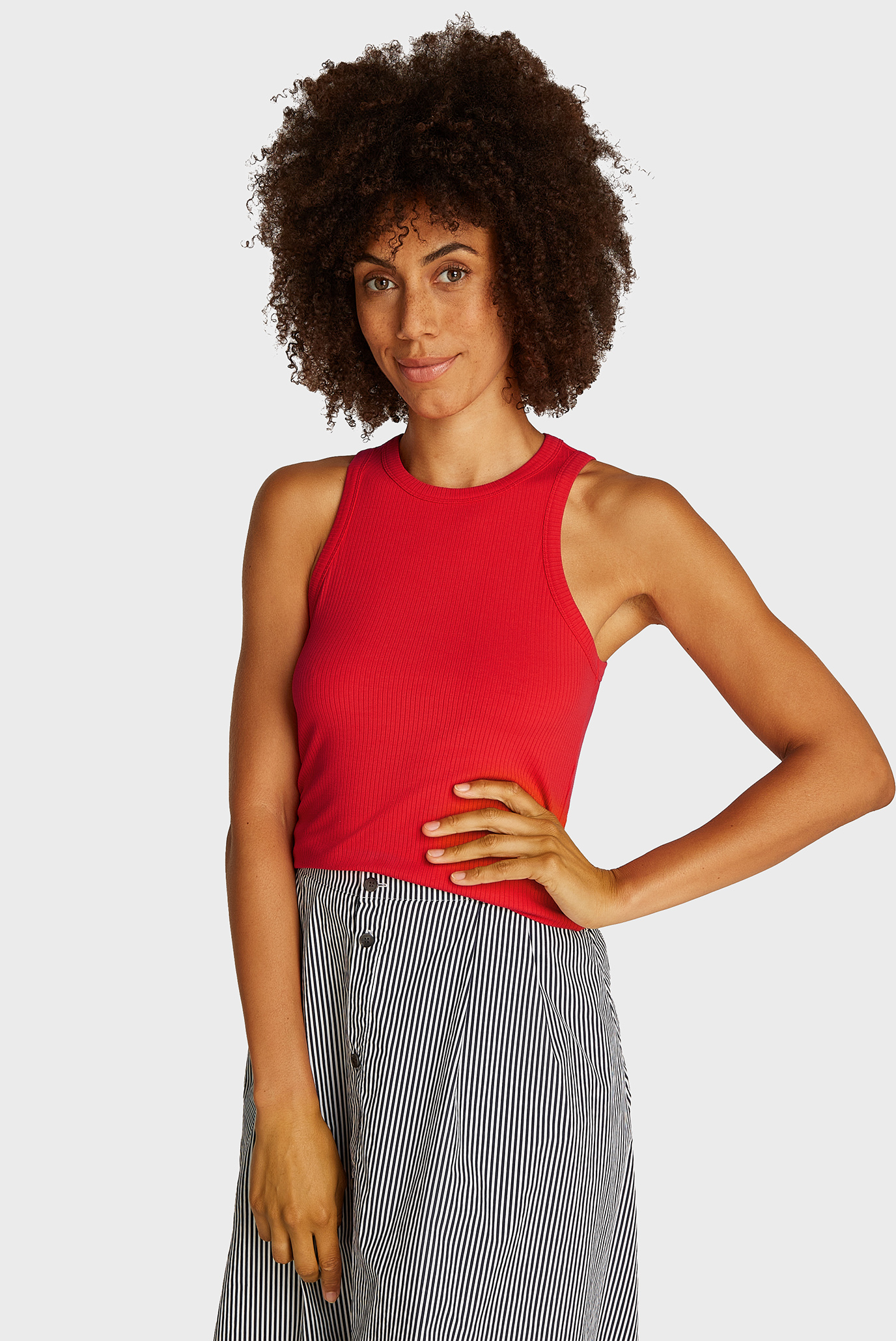 Женский красный топ SLIM 5X2 RIB TANK Красный S Tommy Hilfiger WW0WW38635 Женский красный топ SLIM 5X2 RIB TANK Красный S Tommy Hilfiger WW0WW38635