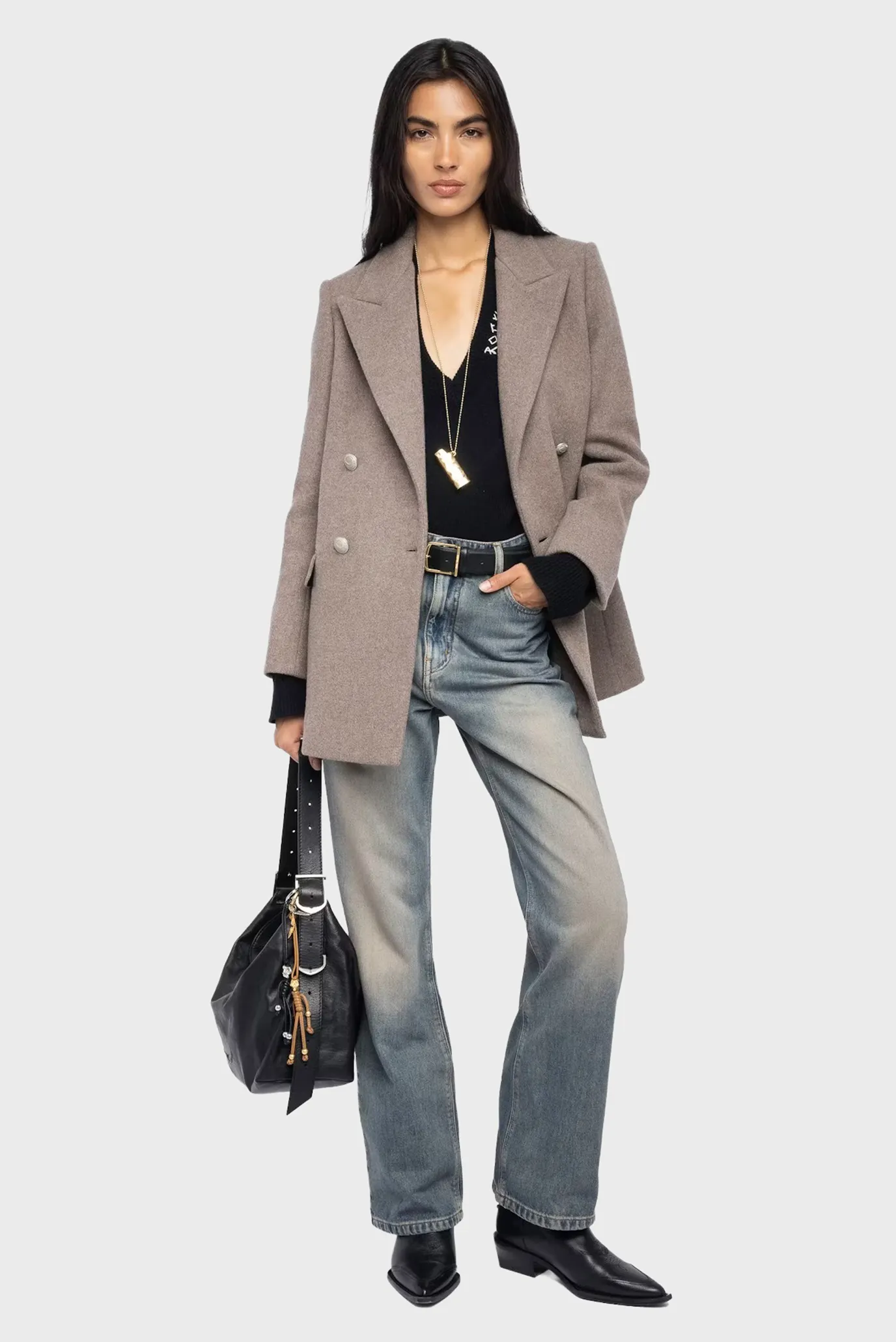 Жіноче бежеве вовняне пальто Miew 2