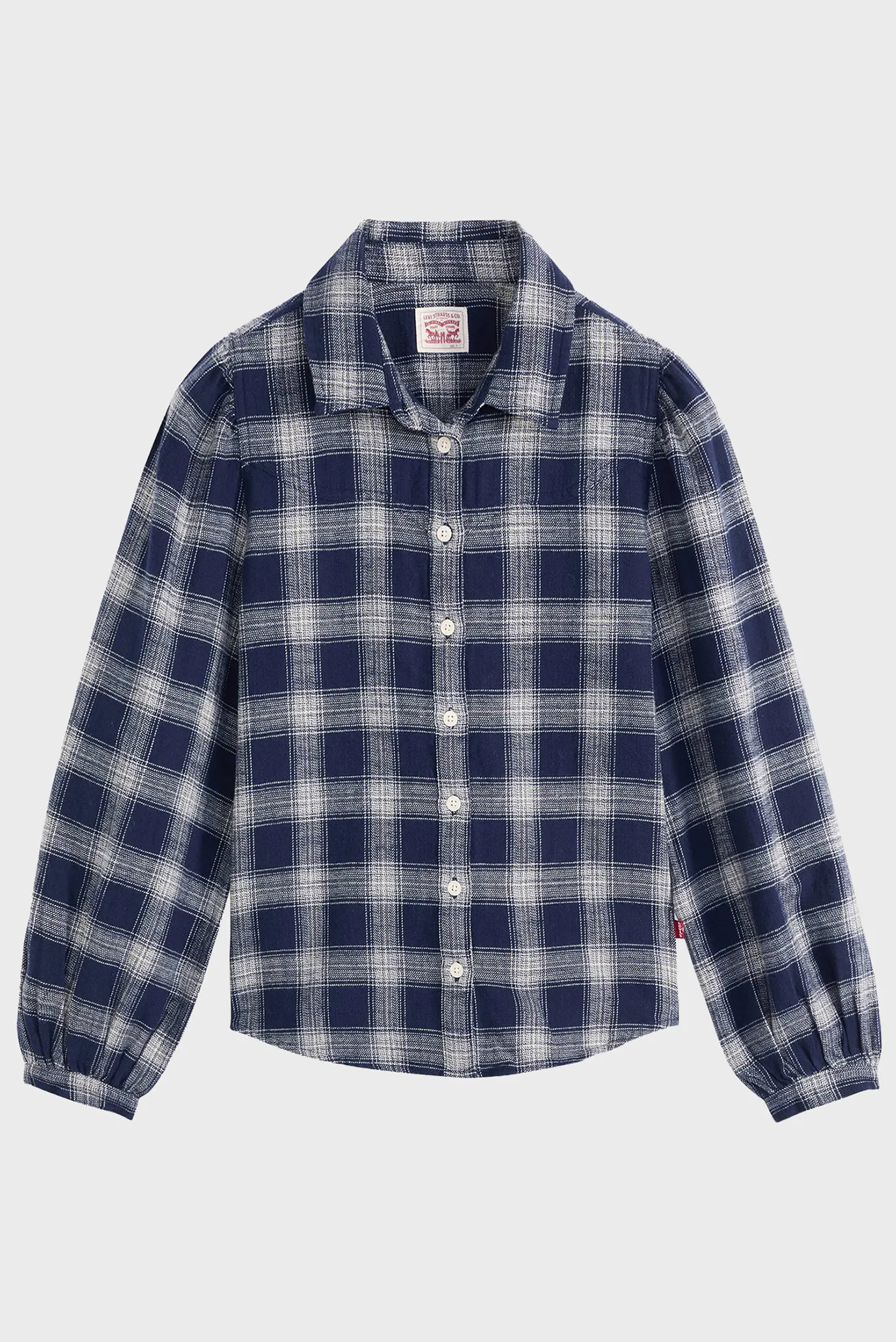 Женская темно-синяя рубашка в клетку 6