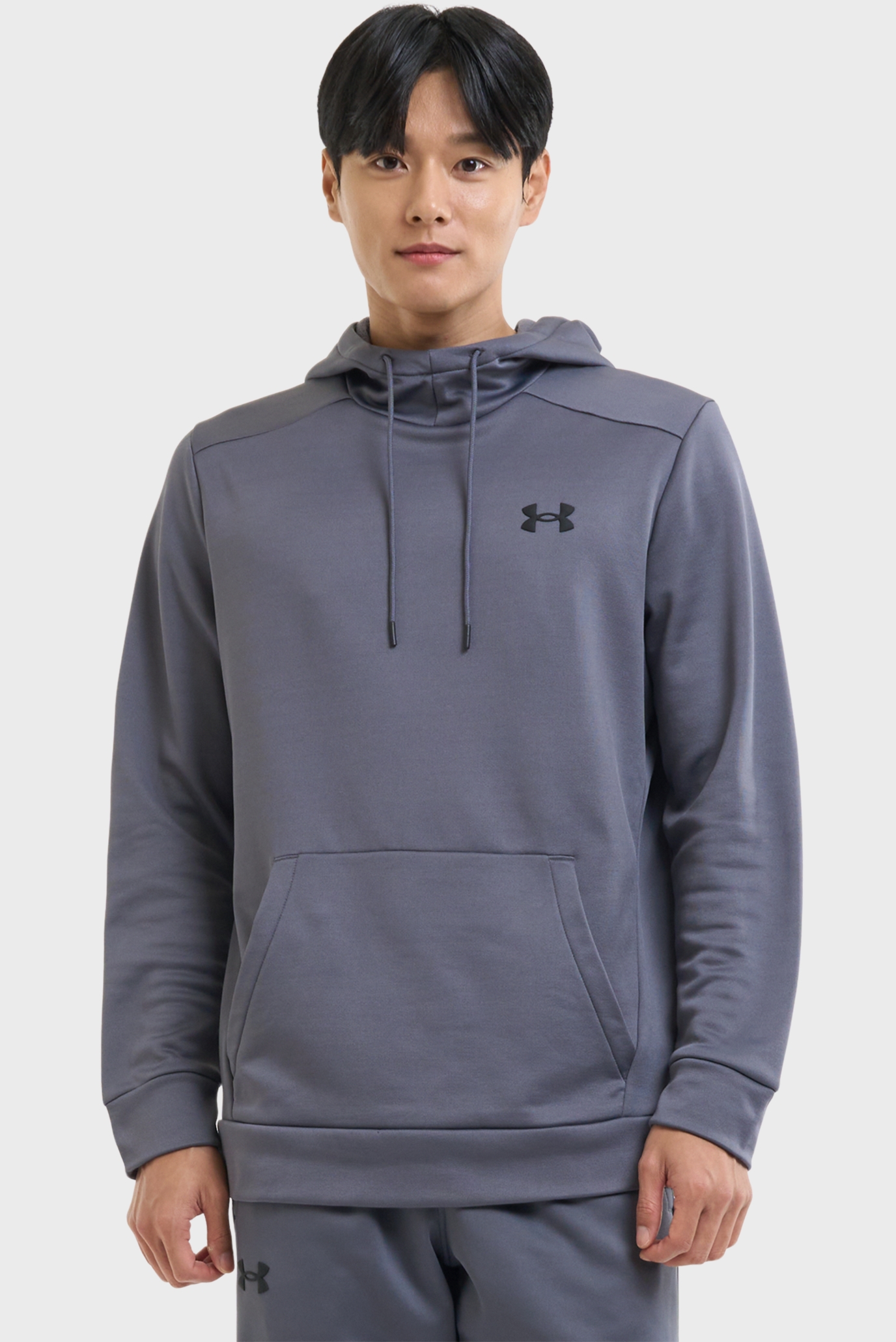 Мужское серое худи UA Armour Fleece Hoodie 1