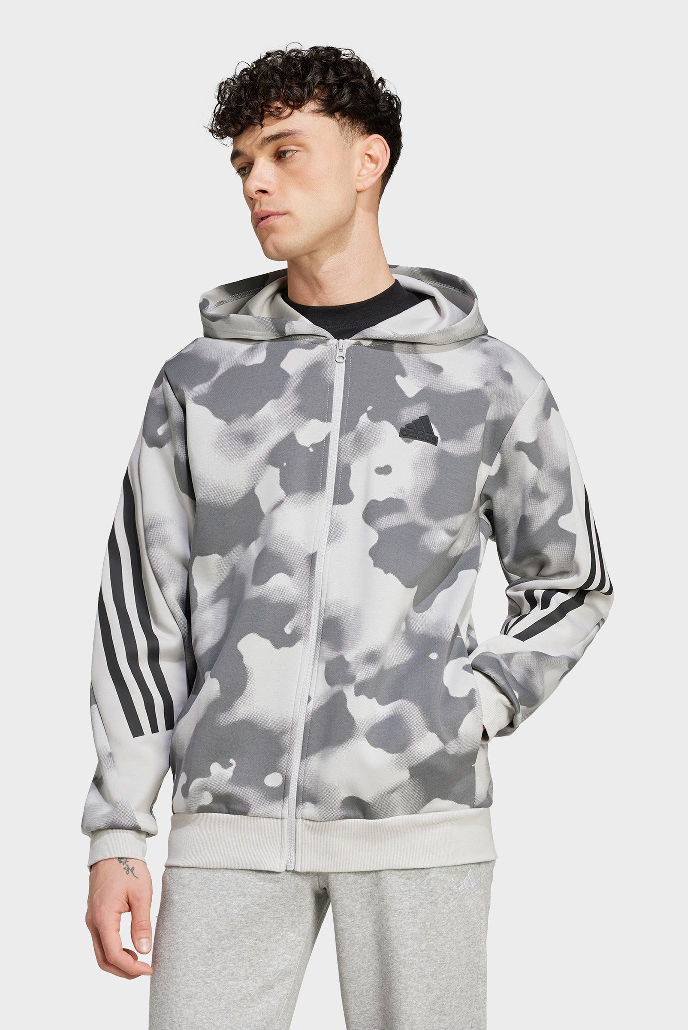 Чоловіче худі з візерунком Future Icons 3-Stripes Allover Print Full-Zip 1