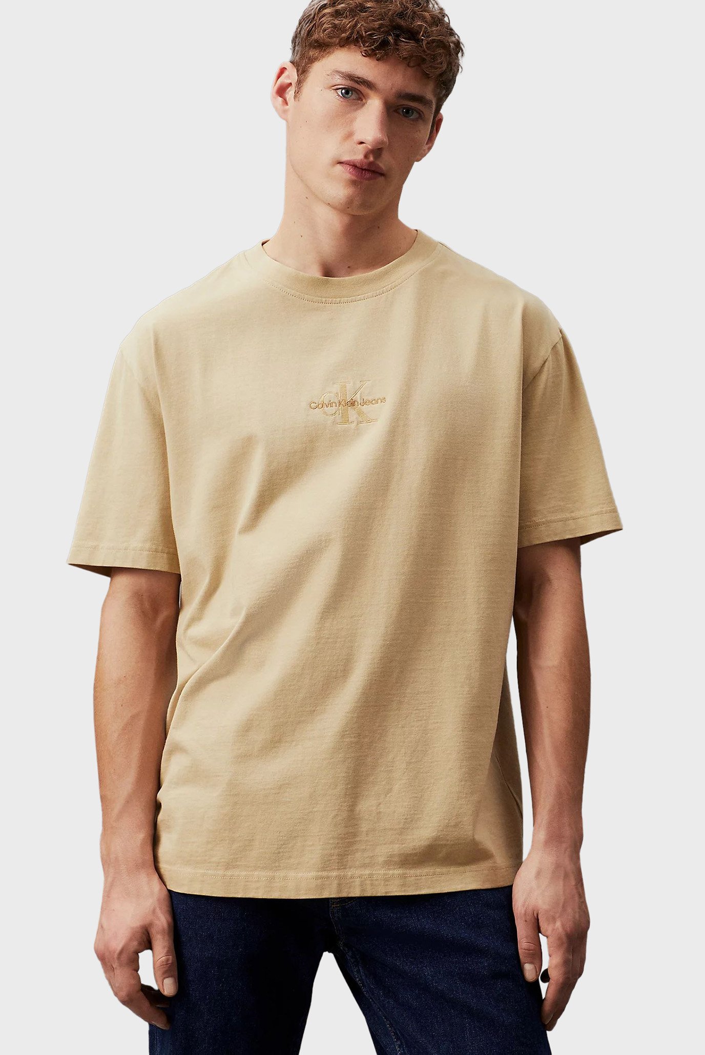 Мужская бежевая футболка WASHED MONOLOGO TEE 1