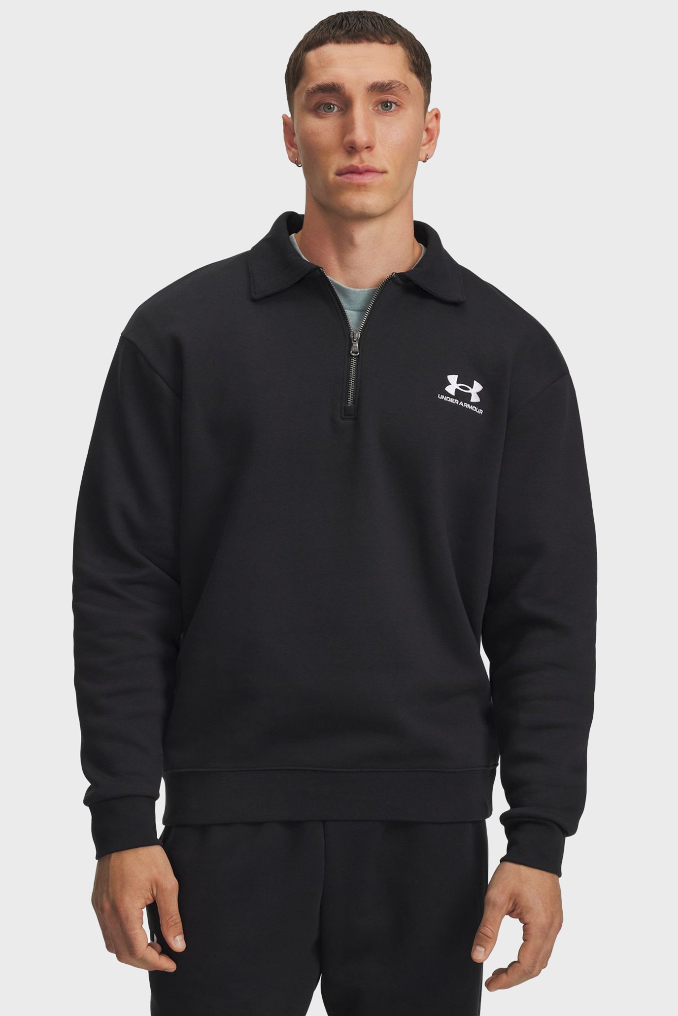 Мужская черная спортивная кофта UA Icon Flc QZ Collar Zip Черный L Under Armour 6004932-001 Мужская черная спортивная кофта UA Icon Flc QZ Collar Zip Черный L Under Armour 6004932-001