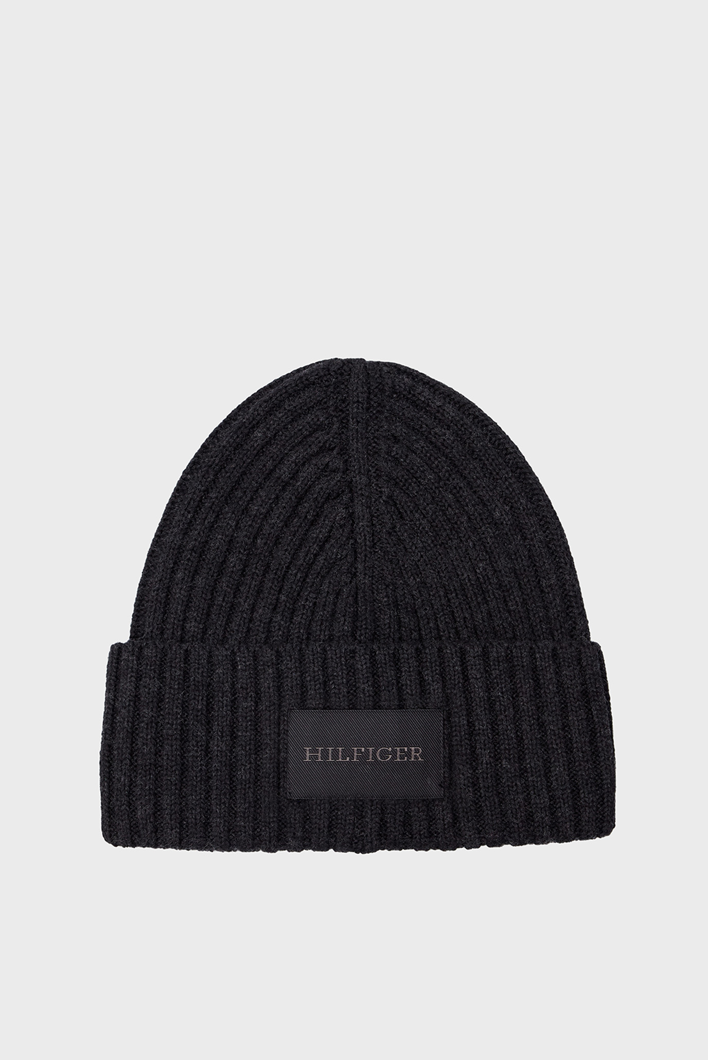 Мужская черная шапка TH MONOTYPE PATCH COTTON BEANIE 1