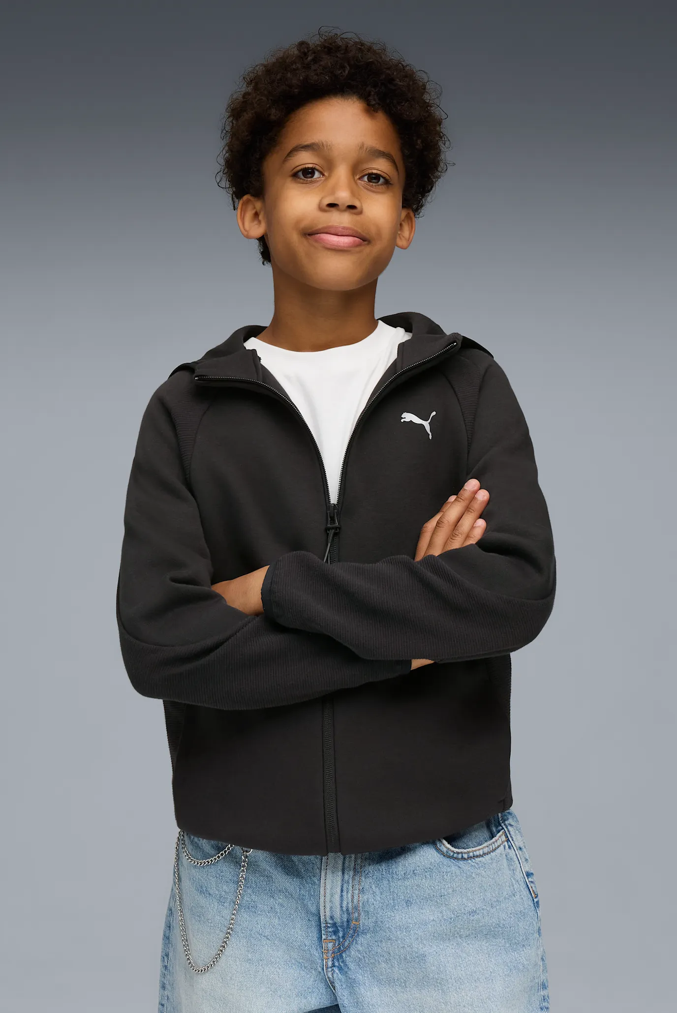 Дитяче чорне худі Evostripe Full-Zip Hoodie Youth 1