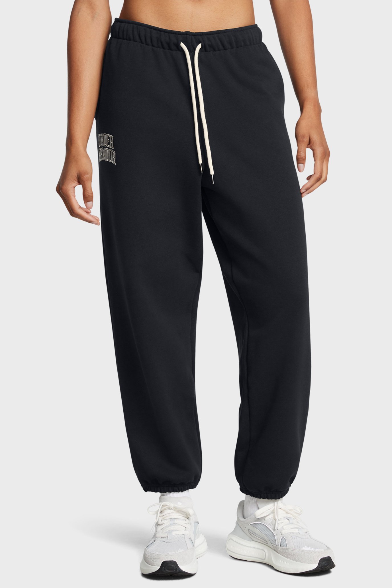 Женские черные спортивные брюки UA Icon HWT Terry OS Pant 1