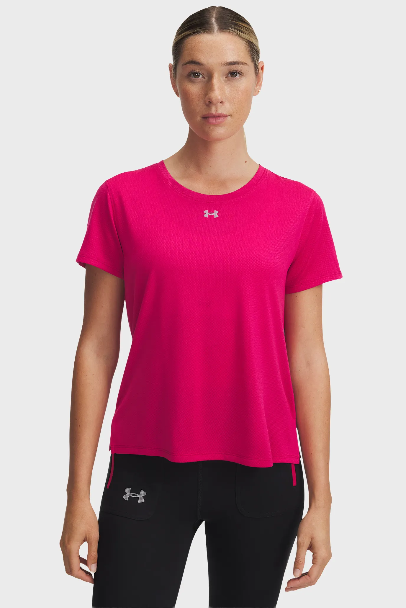 Жіноча малинова футболка UA Trail Run SS 1