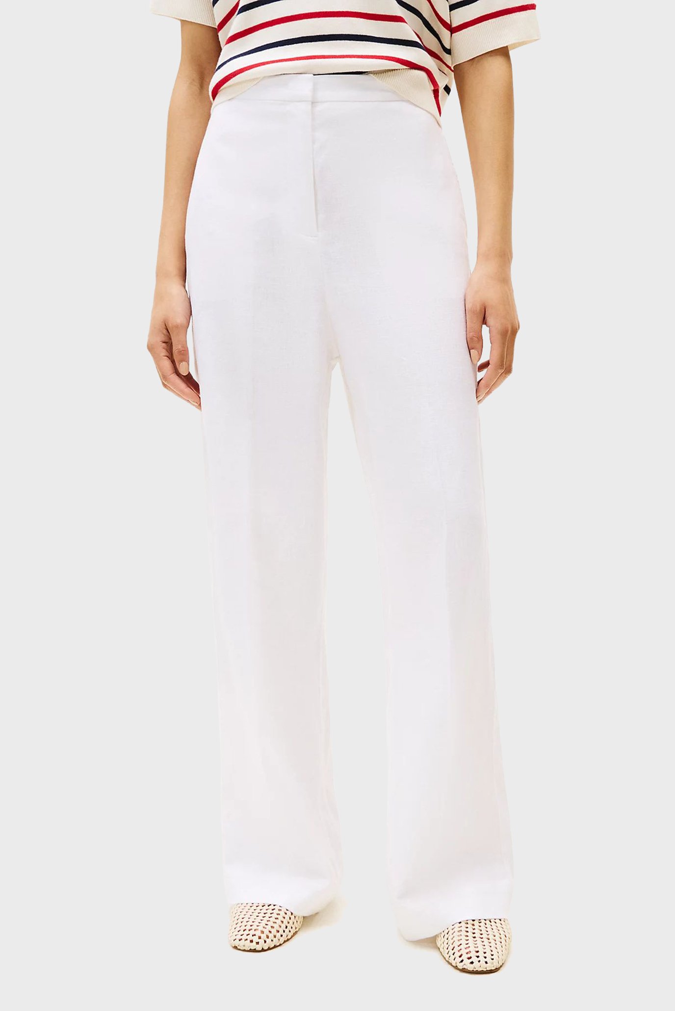 Женские белые льняные брюки TAILORED STRAIGHT Белый S Tommy Hilfiger WW0WW46823 Женские белые льняные брюки TAILORED STRAIGHT Белый S Tommy Hilfiger WW0WW46823
