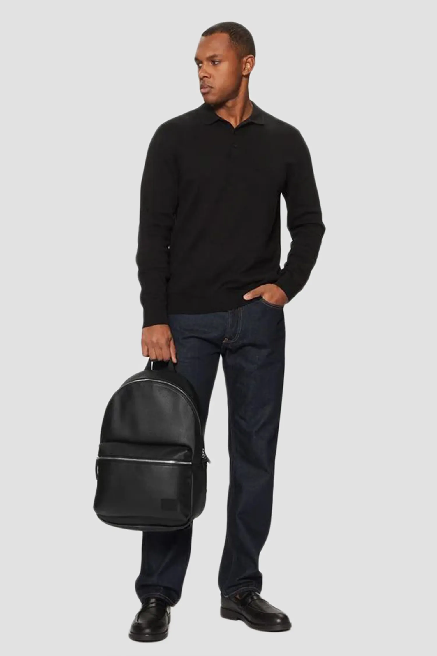 Чоловічий чорний шкіряний рюкзак 6