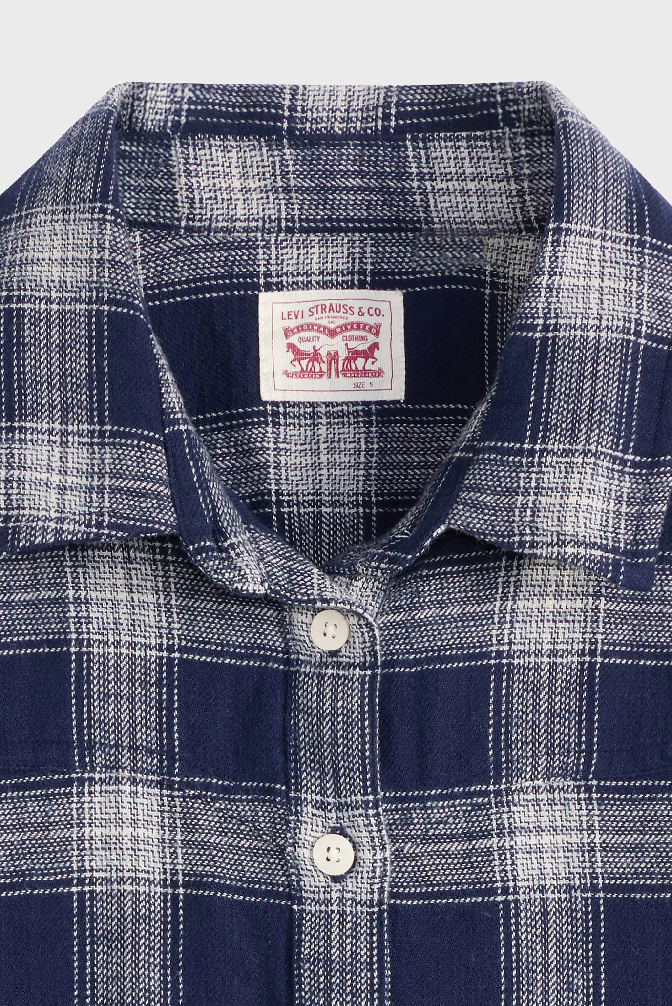 Женская темно-синяя рубашка в клетку 5