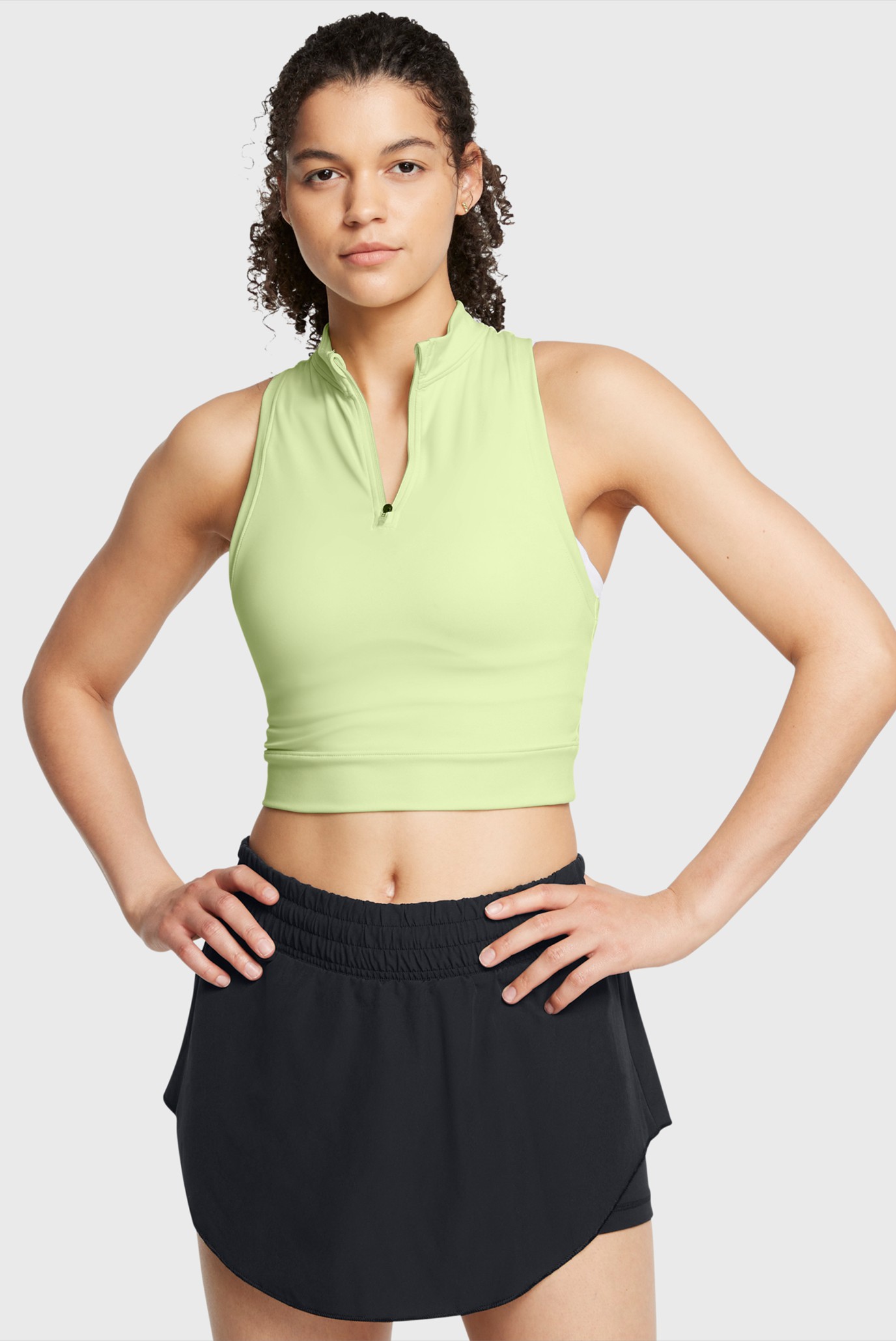 Женский салатовый спортивный топ UA Run Anywhere Crop Tank 1