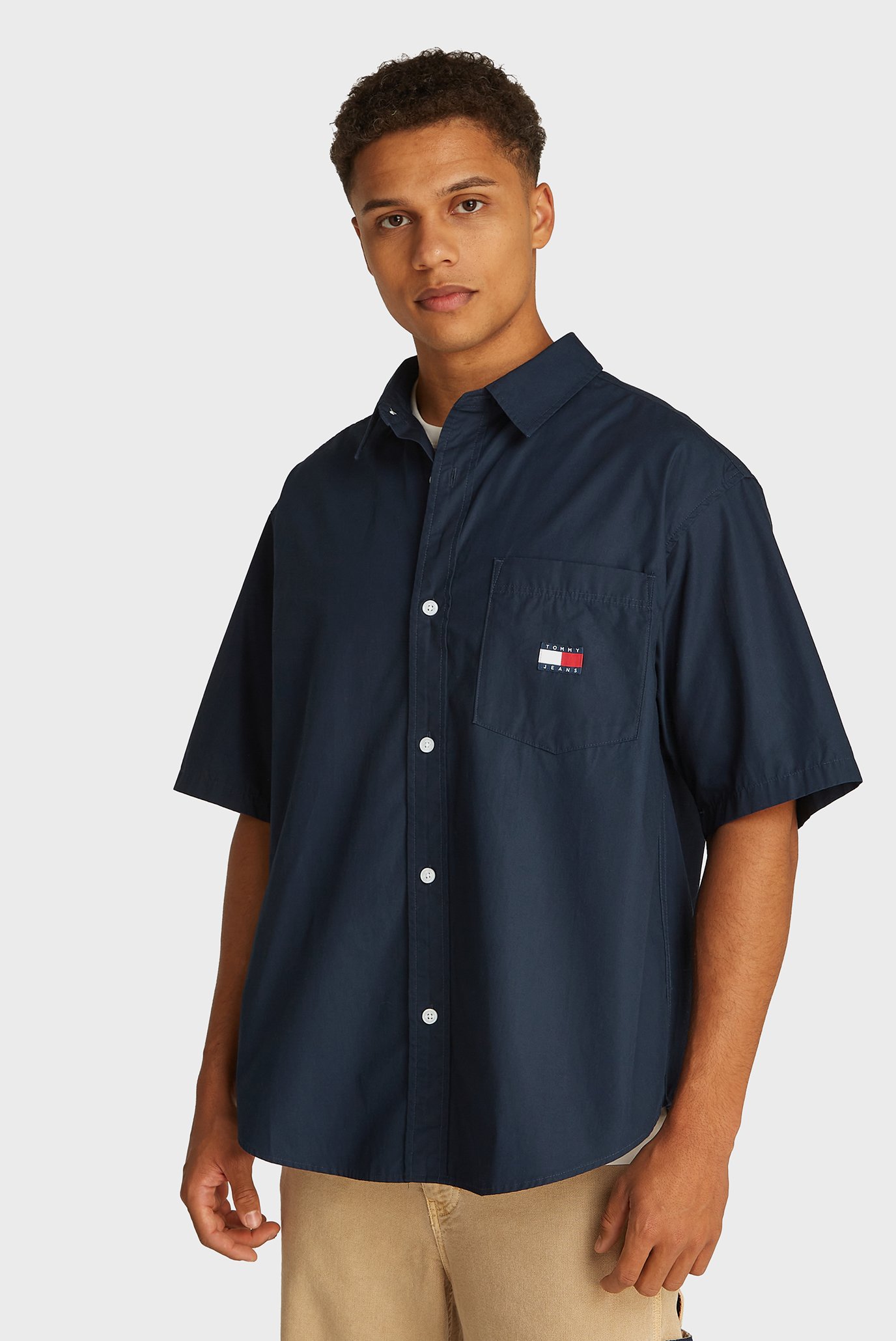 Мужская темно-синяя рубашка EASY POPLIN Синий L Tommy Jeans DM0DM18885 Мужская темно-синяя рубашка EASY POPLIN Синий L Tommy Jeans DM0DM18885