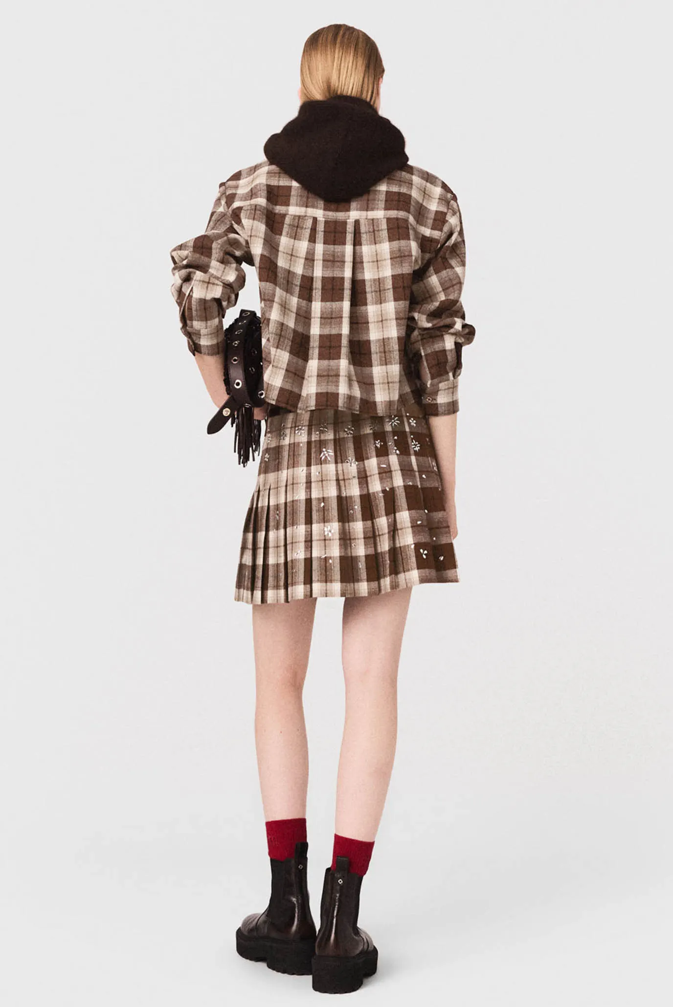 Жіноча коричнева картата сорочка 2