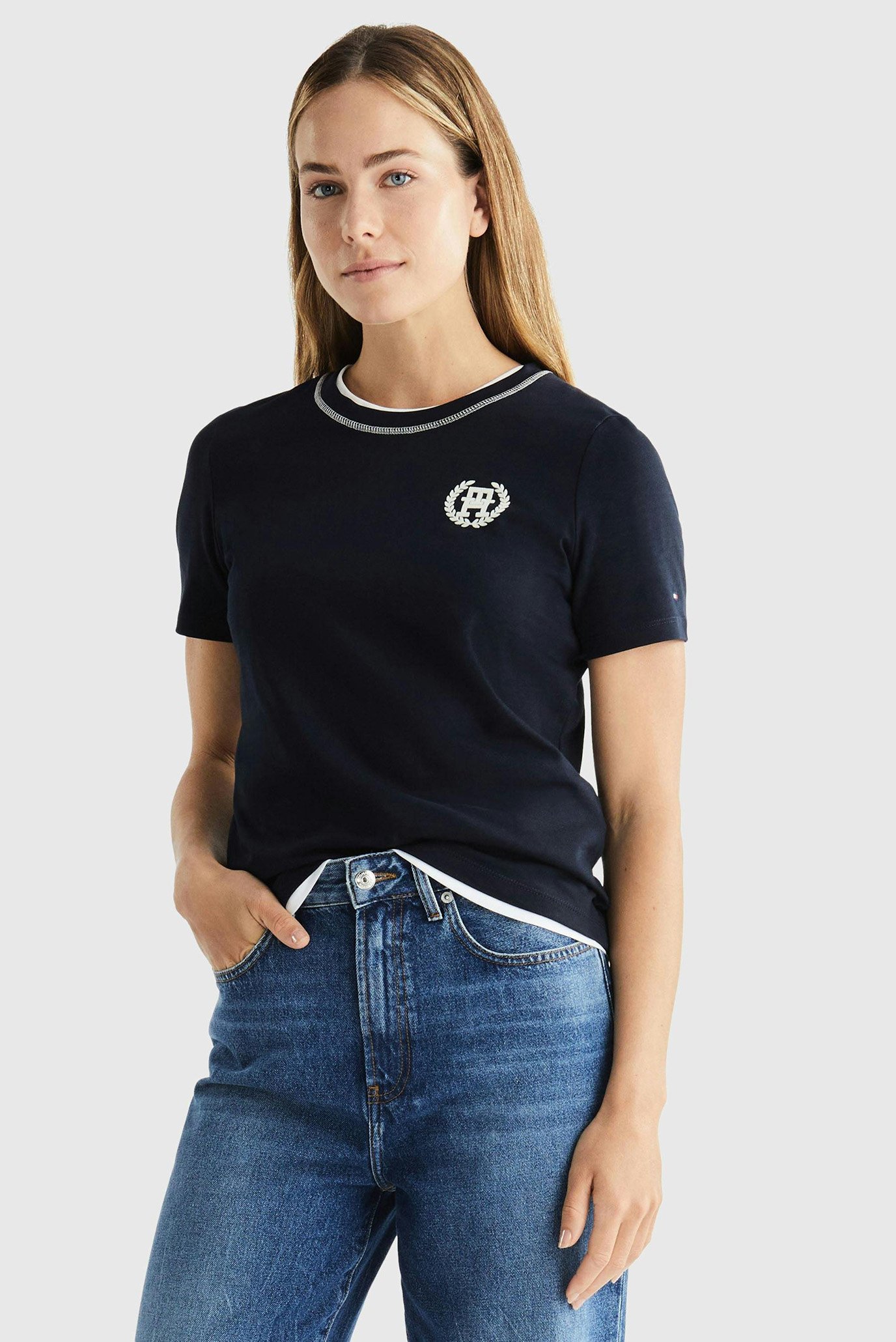 Женская темно-синяя футболка REG IMD LAUREL C-NK SS 1