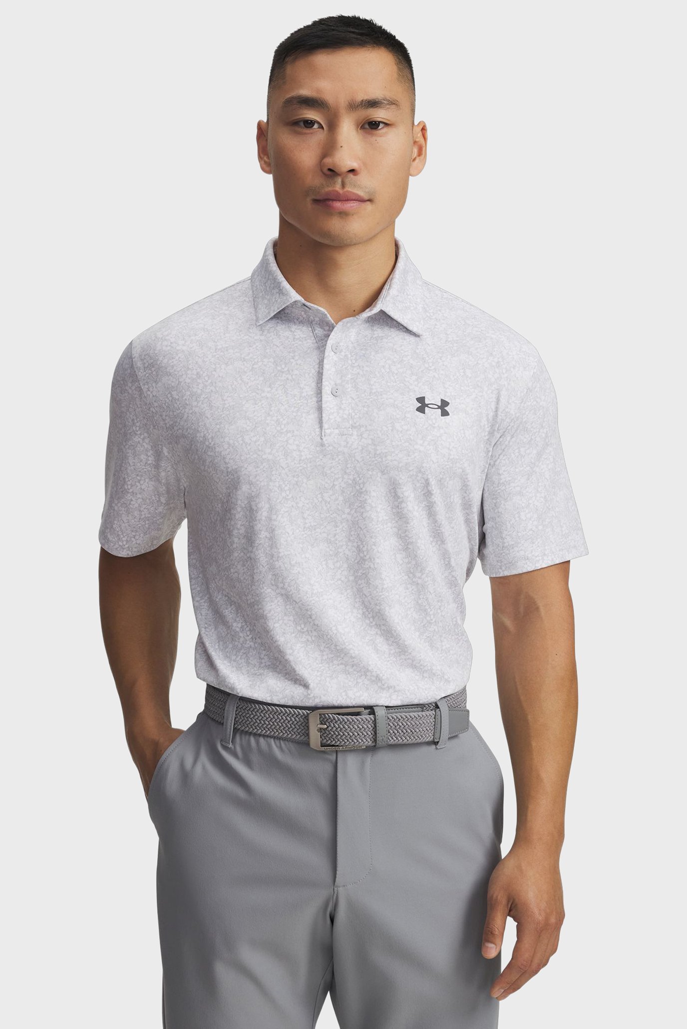 Мужское светло-серое поло с узором UA Playoff 3.0 Printed Polo Серый XL Under Armour 1378677-120 Мужское светло-серое поло с узором UA Playoff 3.0 Printed Polo Серый XL Under Armour 1378677-120