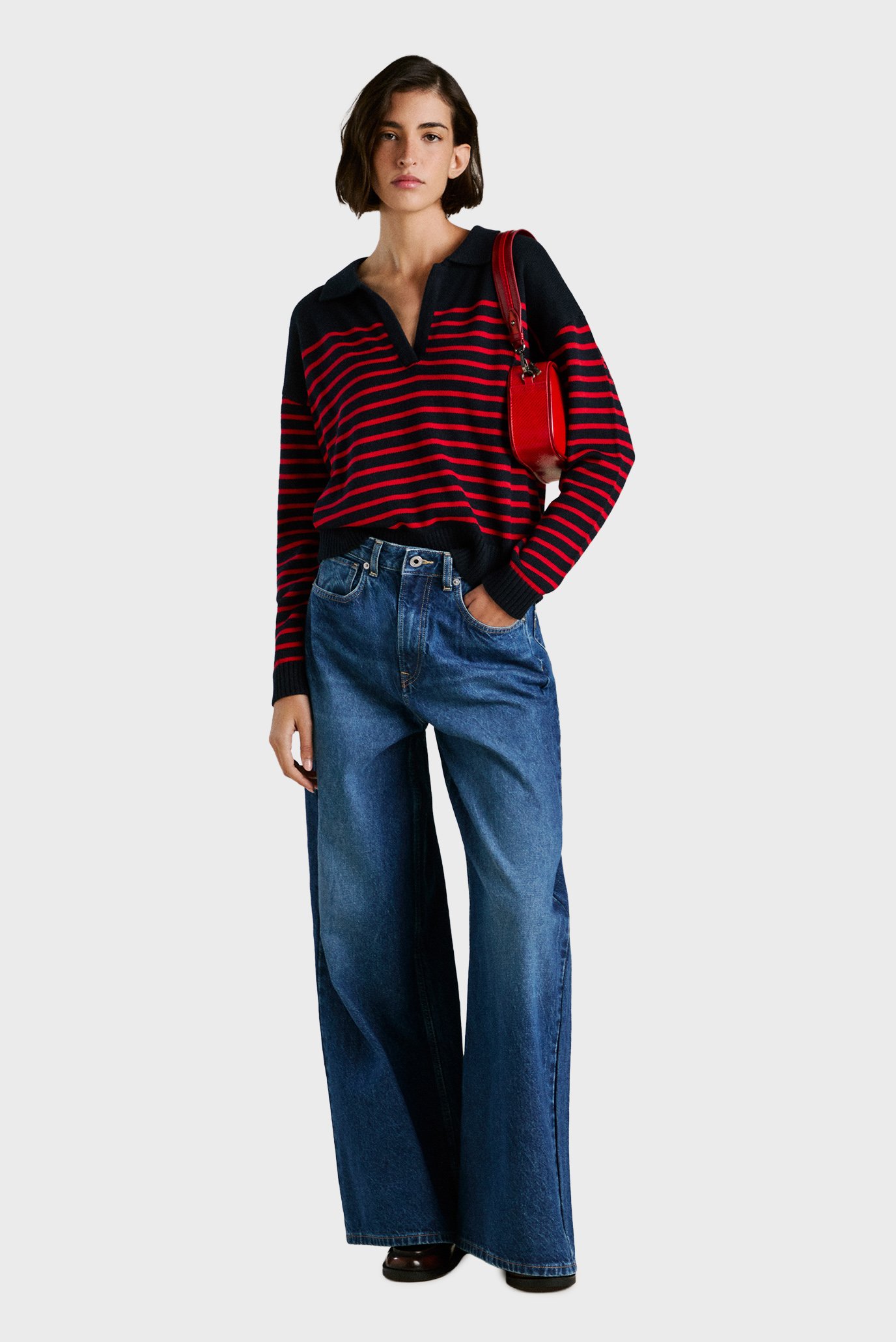 Женское темно-синее поло в полоску CARLINA Синий S Pepe Jeans PL7000012 Женское темно-синее поло в полоску CARLINA Синий S Pepe Jeans PL7000012