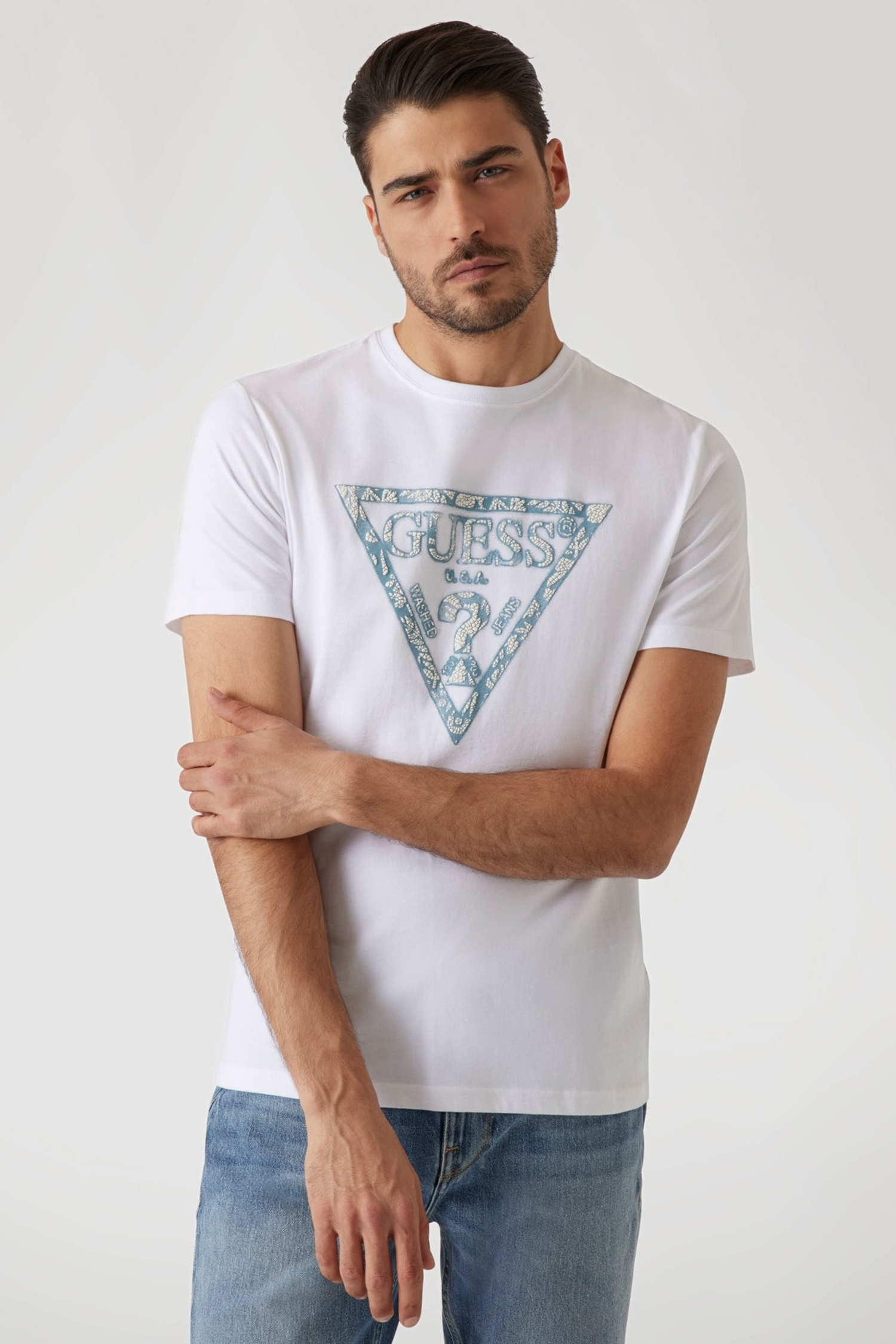 Мужская белая футболка Белый S Guess M5GI06.I3Z14;G011 Мужская белая футболка Белый S Guess M5GI06.I3Z14;G011