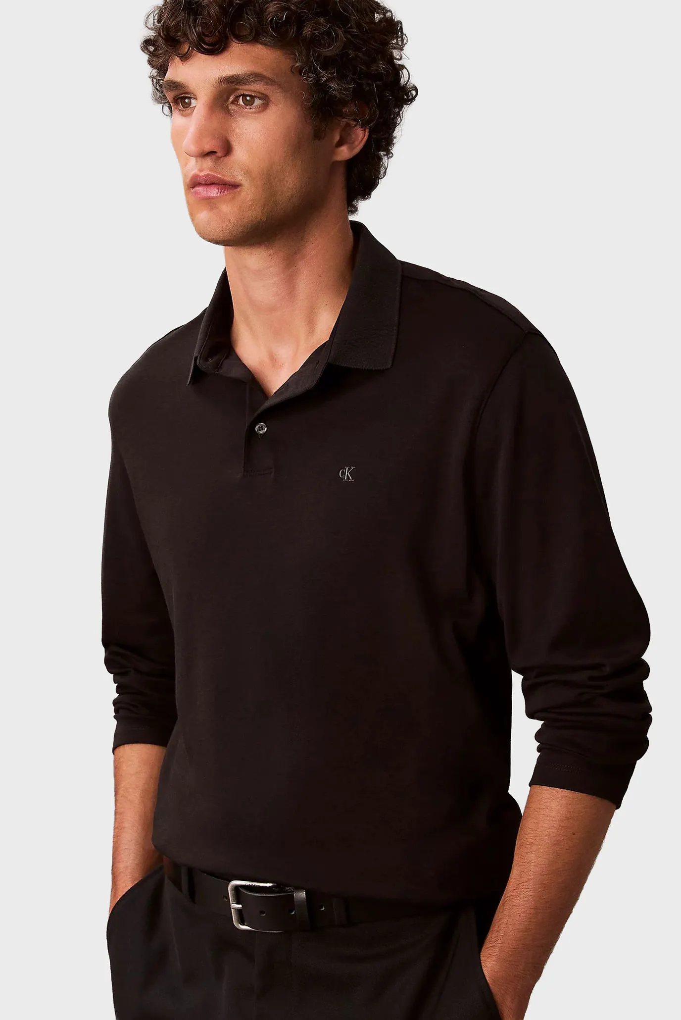 Мужское черное поло LS SUPIMA COTTON SOLID 5