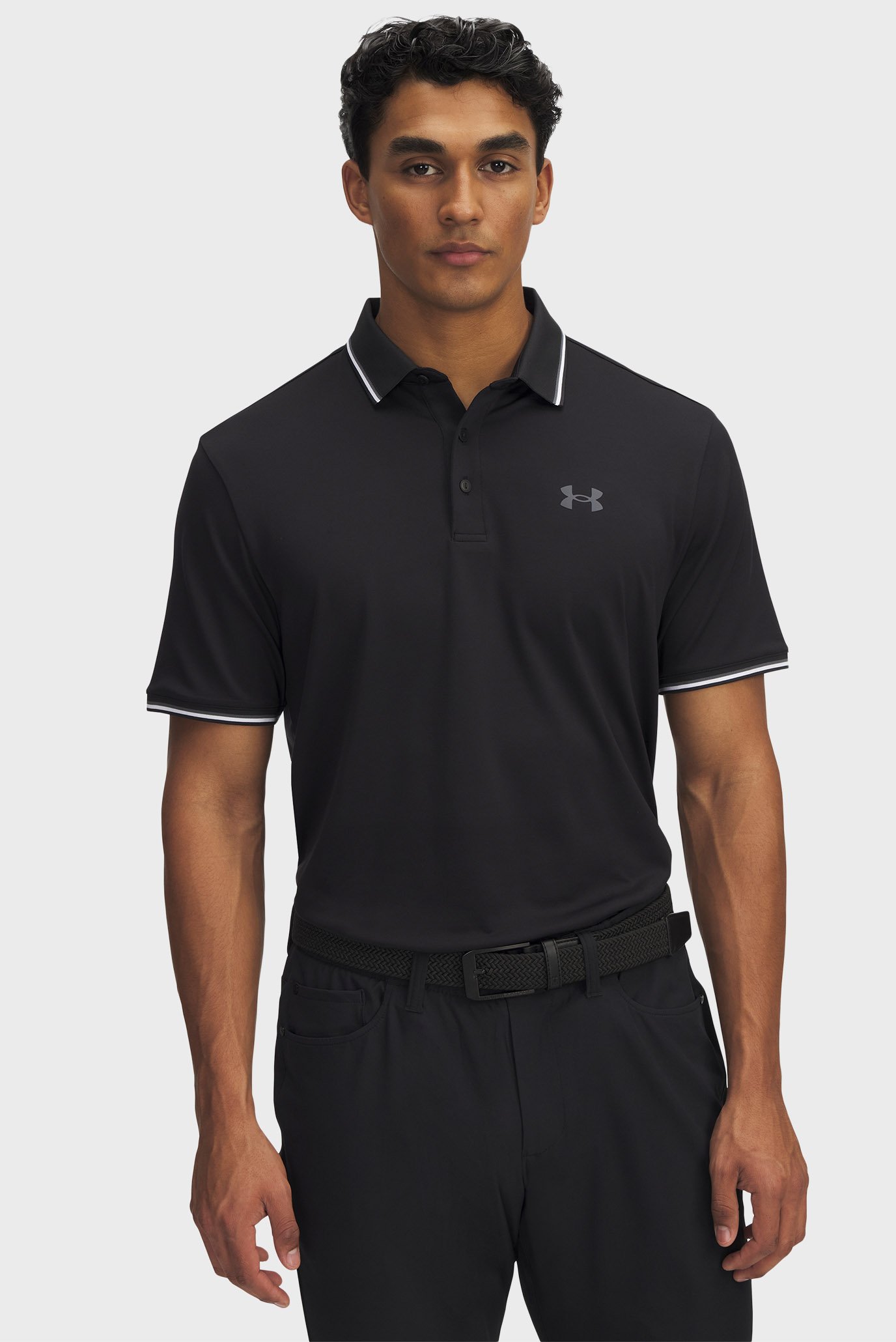 Мужское черное поло UA Playoff 3.0 Rib Polo Черный S Under Armour 1388156-001 Мужское черное поло UA Playoff 3.0 Rib Polo Черный S Under Armour 1388156-001