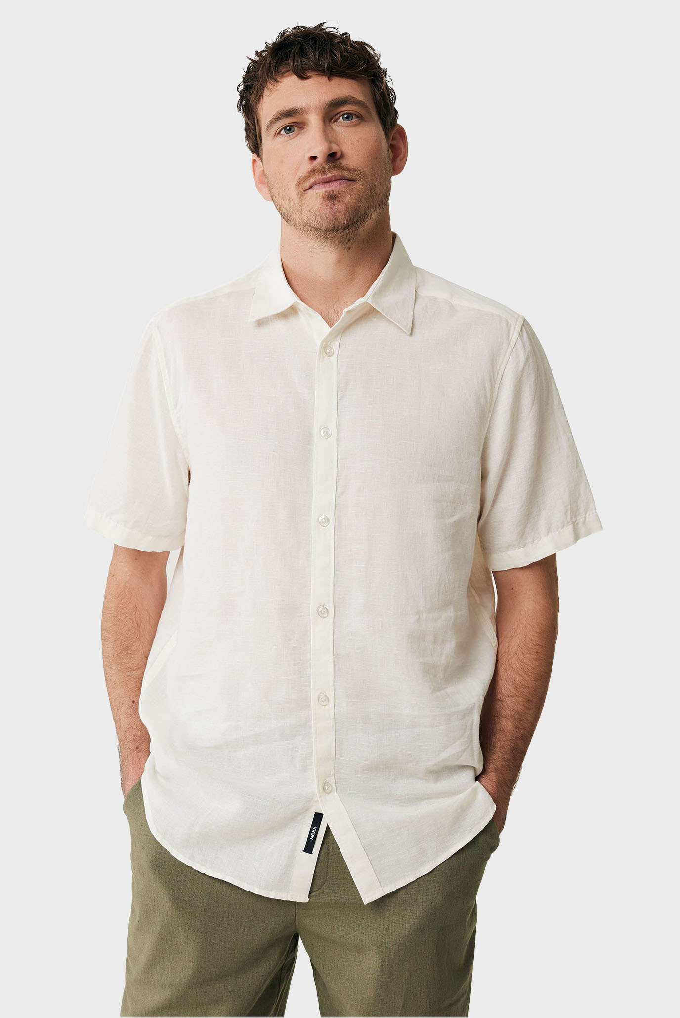 Мужская белая льняная рубашка BRANDON 1