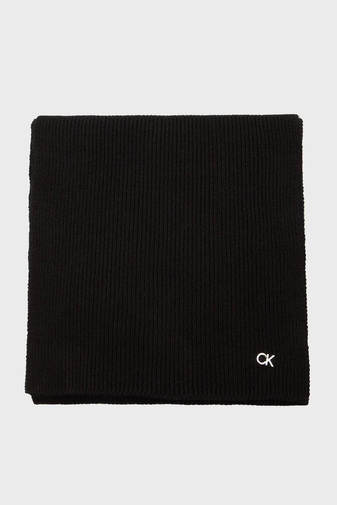 Жіночий чорний вовняний шарф CK METAL CHUNKY RIB HW SCARF 2